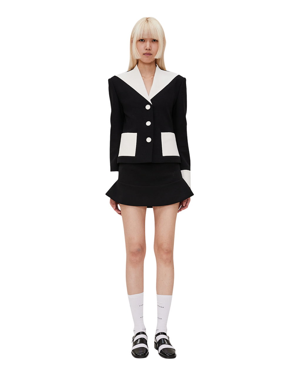Kimhe Kim - Bi-Color Wool Blend Jacket (Black/Ivory) product image 1 | TRAB K-Fashion Australia