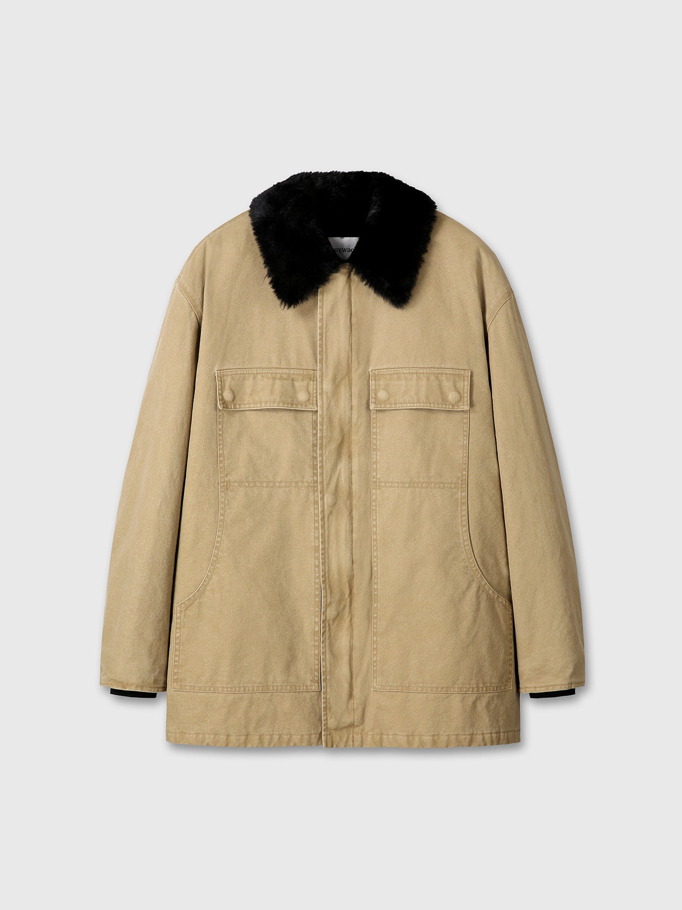 Tonywack - Fur Trimmed Garment Washed Chore Jacket (Beige) product image 12 | TRAB K-Fashion Australia