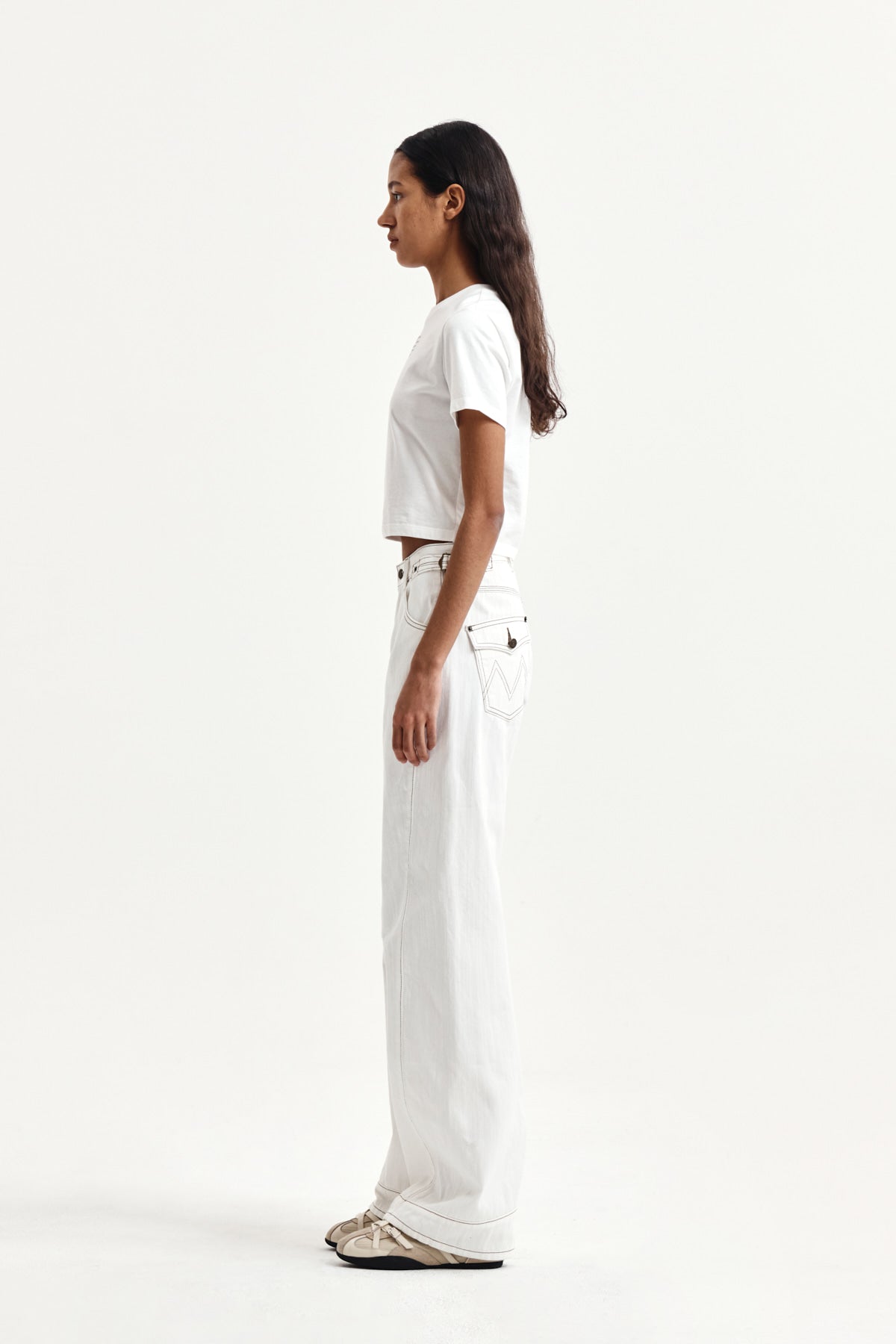 Matin Kim - Label Point Lettering Crop Top (White) product image 6 | TRAB K-Fashion Australia
