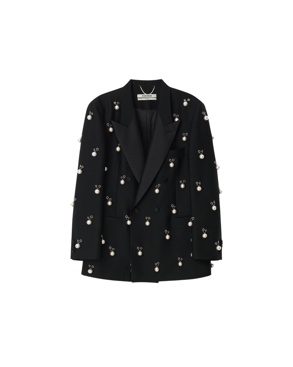 Kimhe Kim - Pearl Embellished Wool Silk Tuxedo Jacket (Black) product image 9 | TRAB K-Fashion Australia