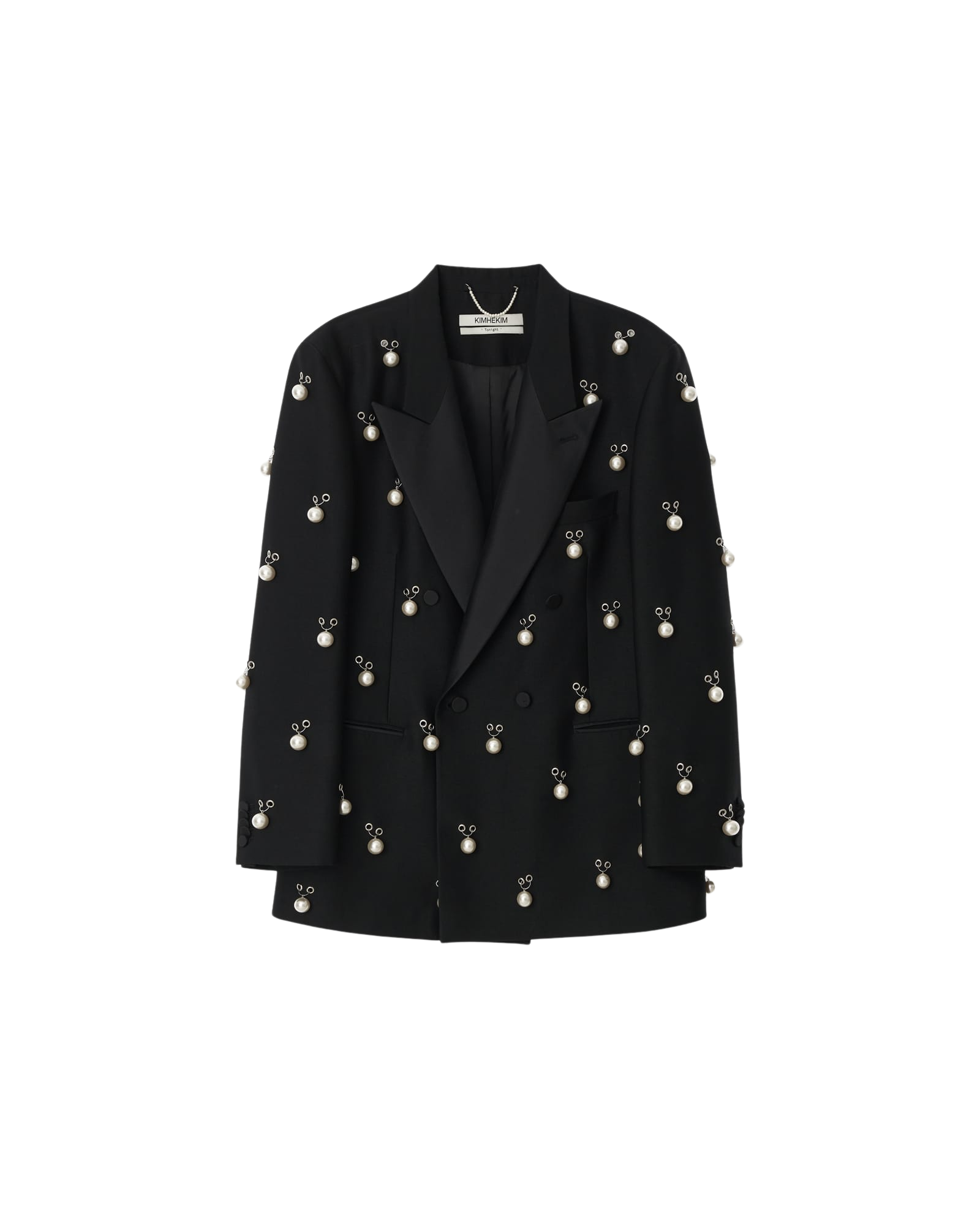 Kimhe Kim - Pearl Embellished Wool Silk Tuxedo Jacket (Black) product image 9 | TRAB K-Fashion Australia