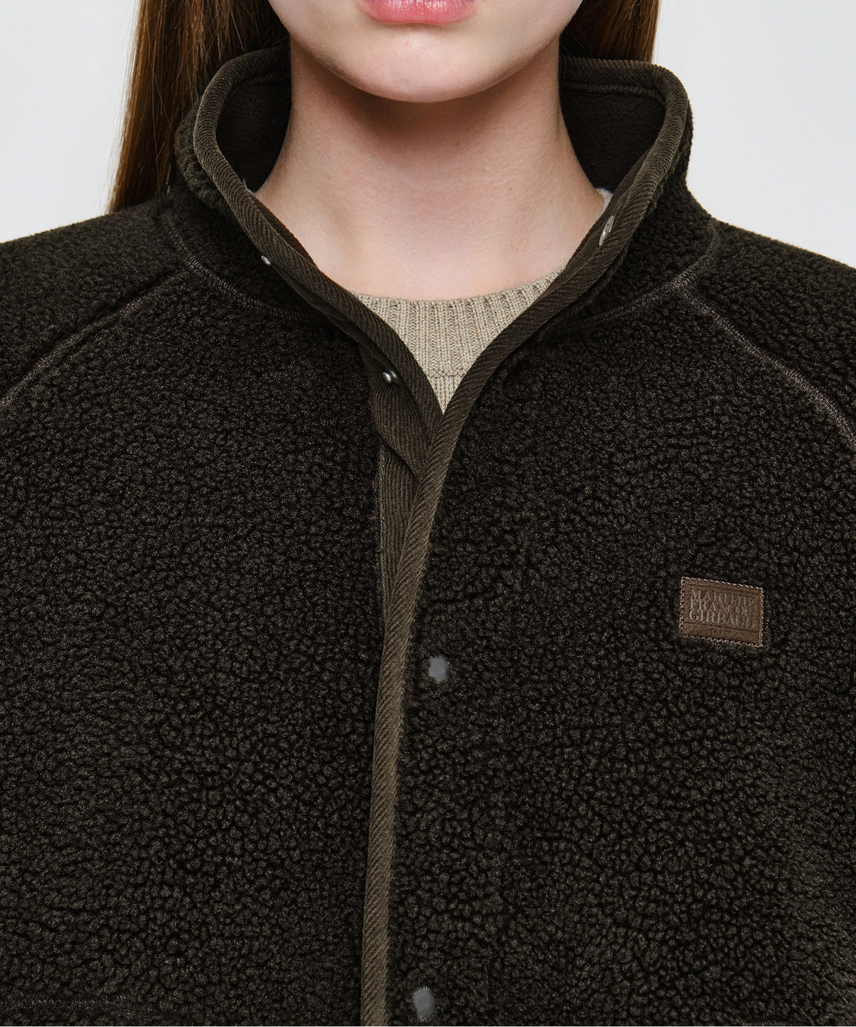 Marithe & Francois Girbaud - High Neck Fleece Jacket (Dark Brown) product image 4 | TRAB K-Fashion Australia
