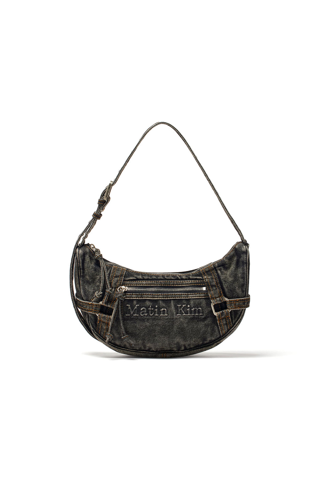 Matin Kim - Matin Washed Denim Mini Hobo Bag (Black) product image 1 | TRAB K-Fashion Australia