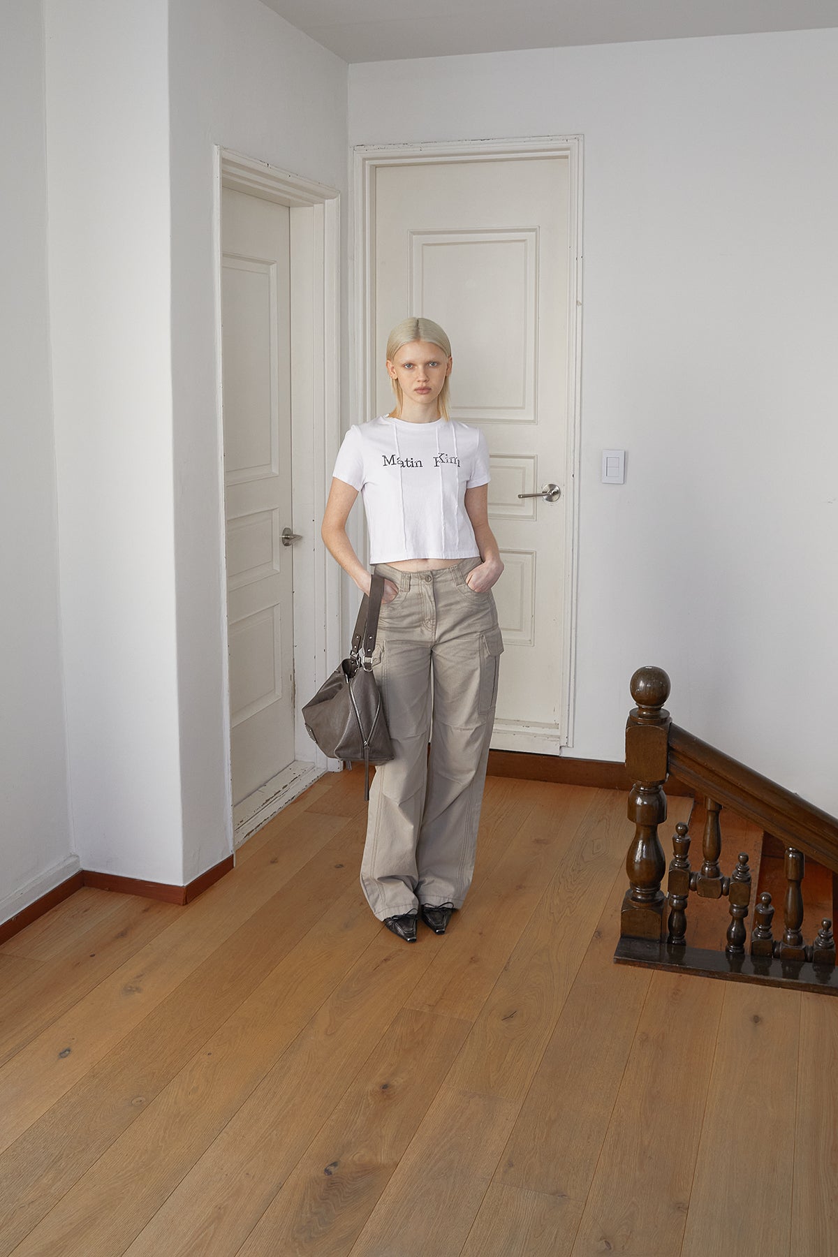 Matin Kim - Washed Cotton Cargo Pants (Beige) product image 11 | TRAB K-Fashion Australia