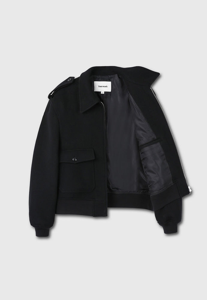 Tonywack - Felted Wool Epaulet Bomber Jacket (Black) product image 9 | TRAB K-Fashion Australia