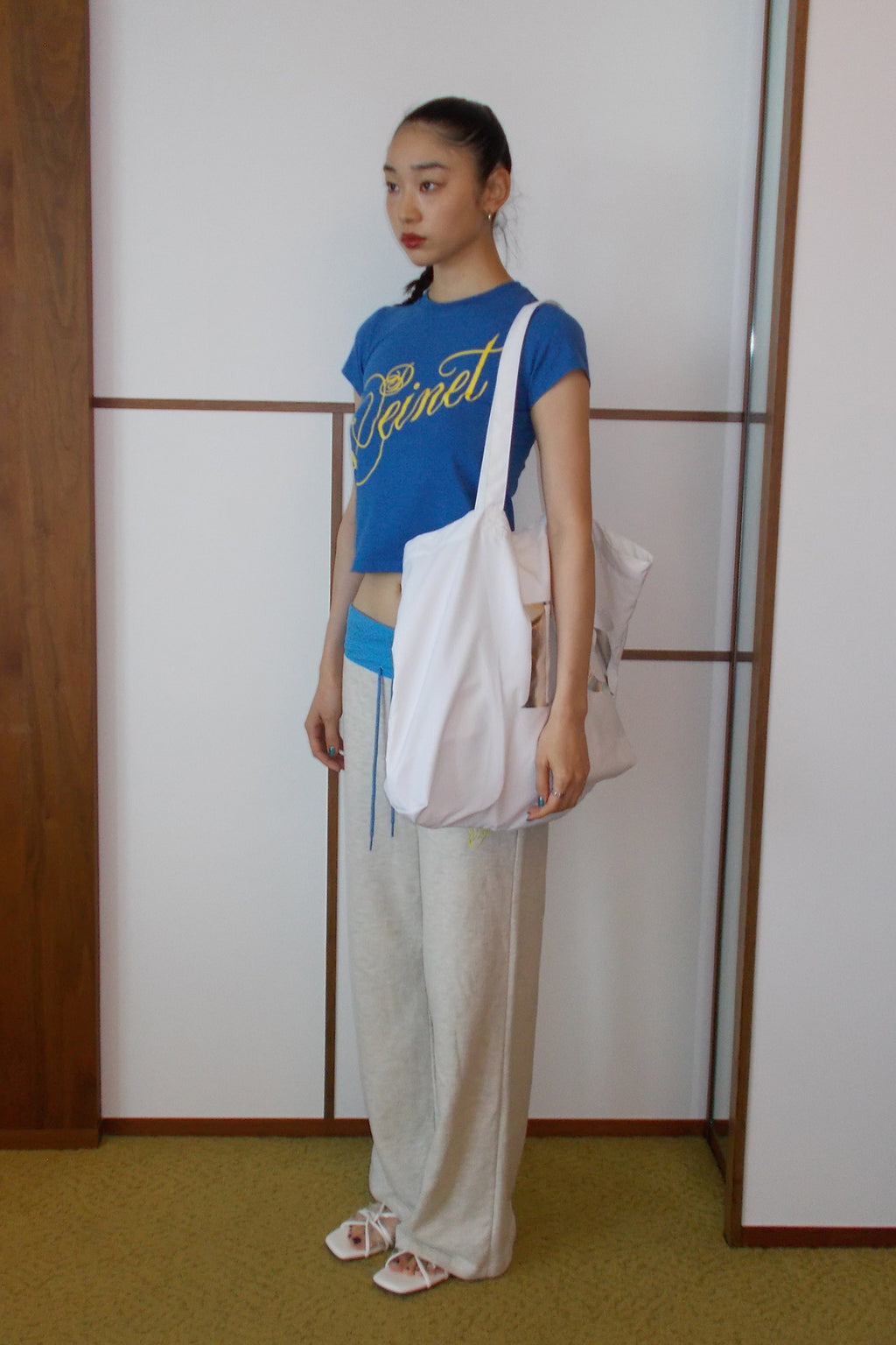 Deinet - Rose Typo Graphic T-Shirt (Blue) product image 4 | TRAB K-Fashion Australia