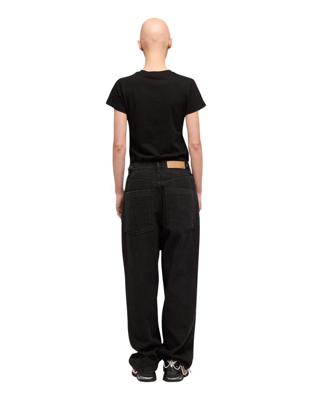 Kimhe Kim - Pearl Embellished Logo Slim T-Shirt (Black) product image 4 | TRAB K-Fashion Australia