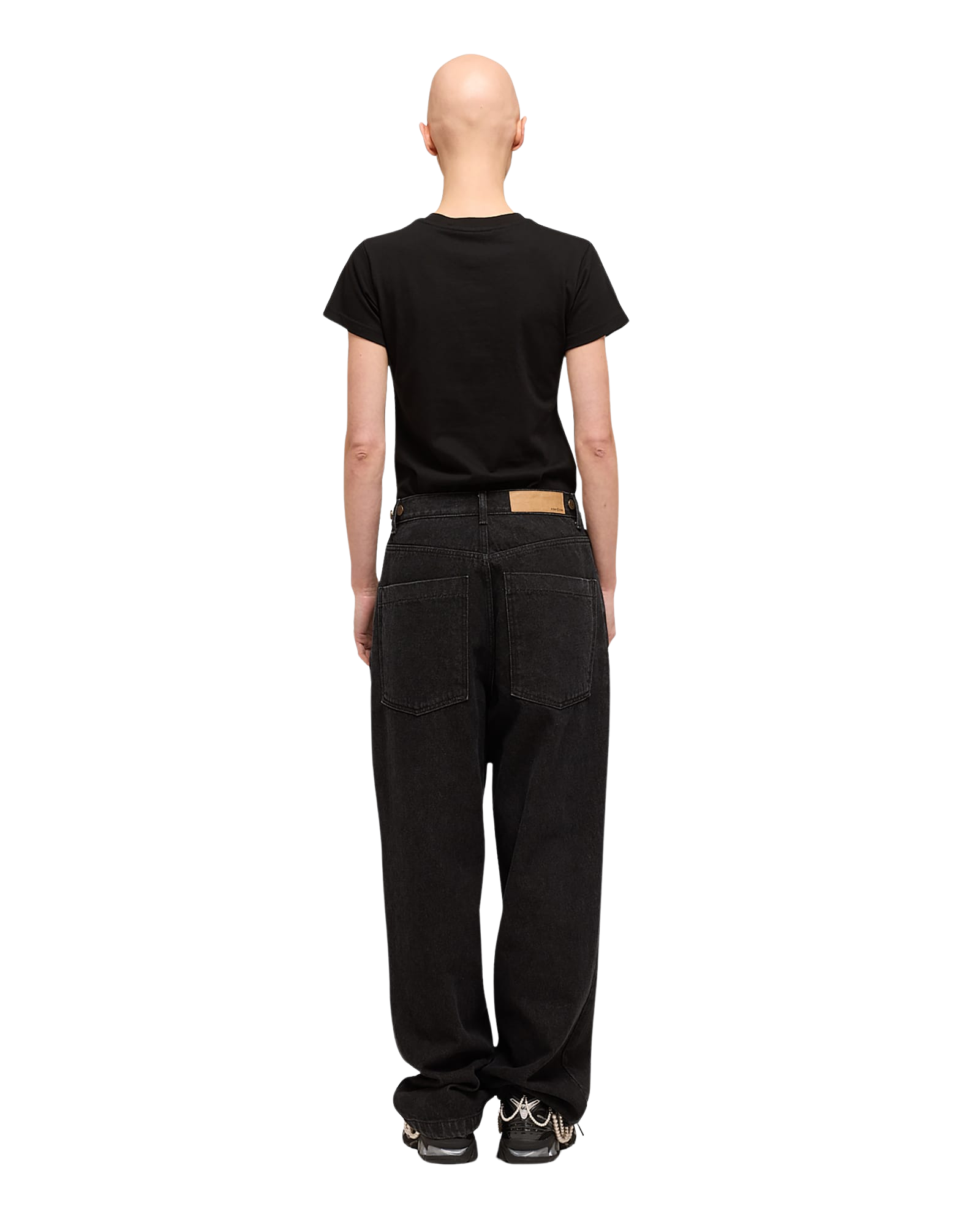 Kimhe Kim - Pearl Embellished Logo Slim T-Shirt (Black) product image 4 | TRAB K-Fashion Australia
