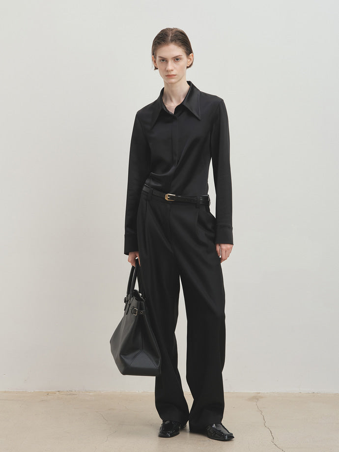 Tonywack - Pointed Collar Fitted Shirts (Black) product image 2 | TRAB K-Fashion Australia