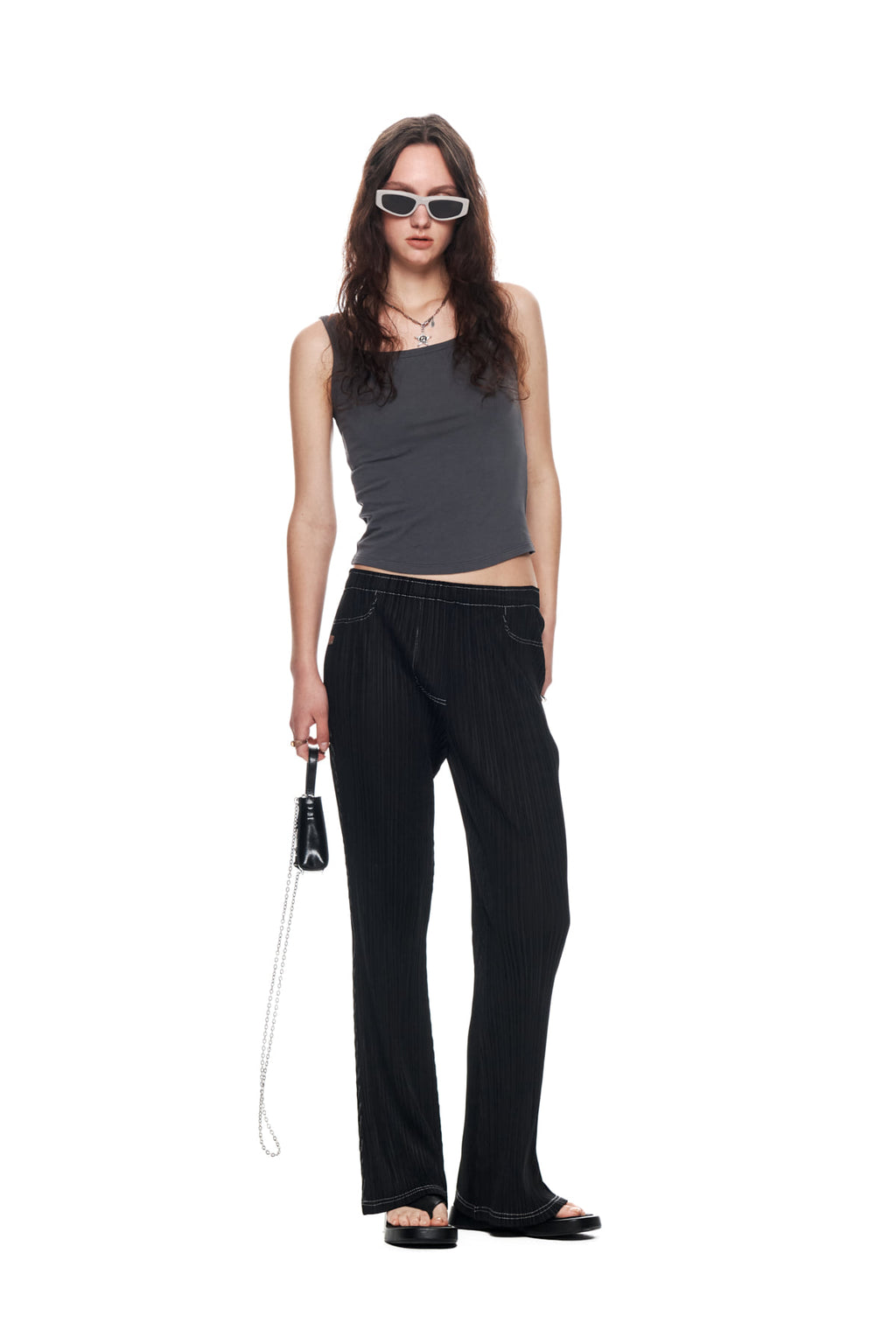 Matin Kim - Pleats Stitch Layered Pants (Black) product image 8 | TRAB K-Fashion Australia
