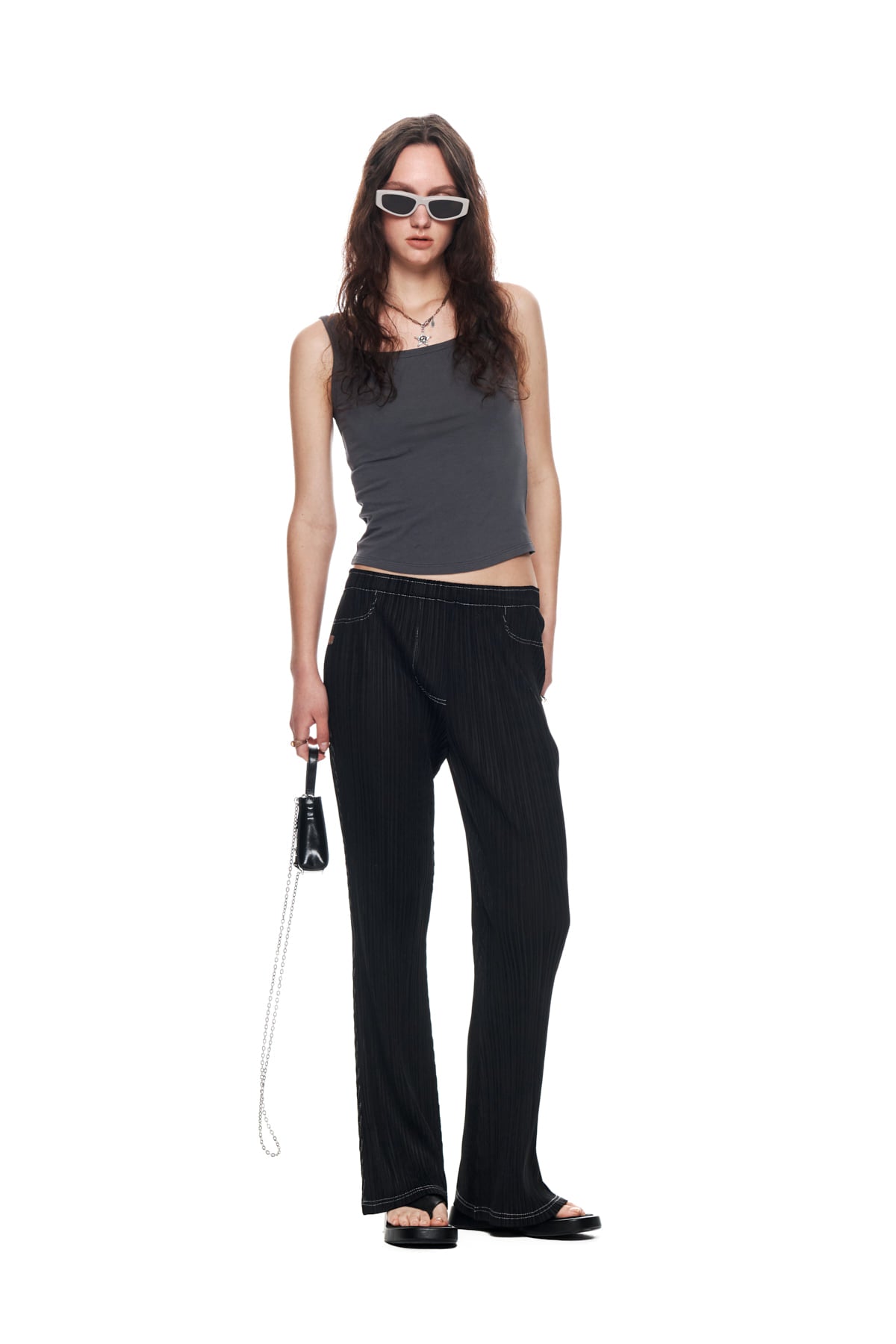 Matin Kim - Pleats Stitch Layered Pants (Black) product image 8 | TRAB K-Fashion Australia
