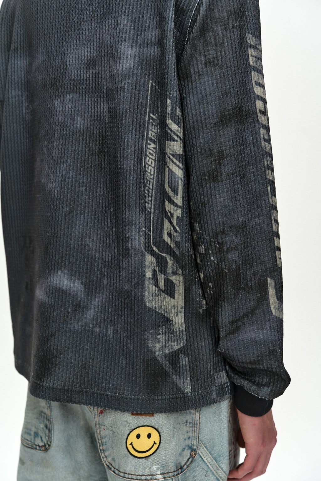 Andersson Bell - Racing Printed Waffle Long Sleeve T-Shirt (Black) product image 7 | TRAB K-Fashion Australia