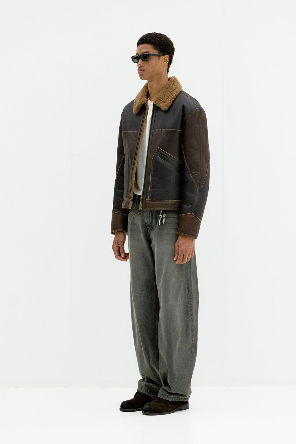 Coor - Multi Color Patchwork Shearling Jacket (Multi Brown) product image 3 | TRAB K-Fashion Australia