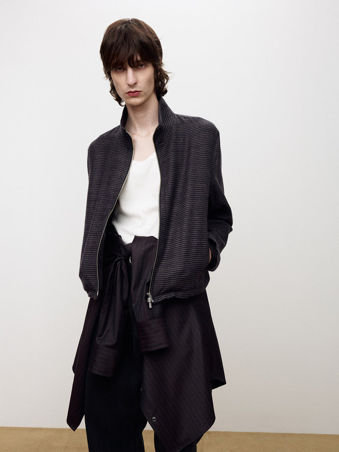 Tonywack - Brushed Stripe Full Zip Jumper (Purple Multi Stripe) product image 6 | TRAB K-Fashion Australia