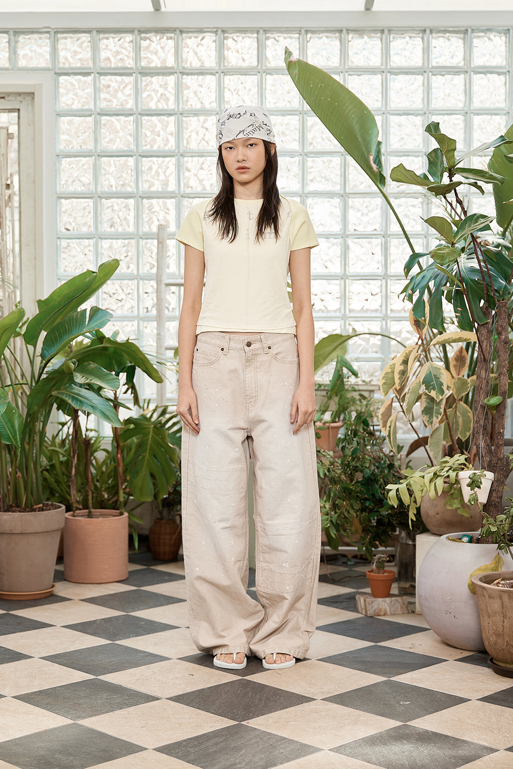 Matin Kim - Unbalance Cut Point Vintage Cotton Pants (Beige) product image 6 | TRAB K-Fashion Australia