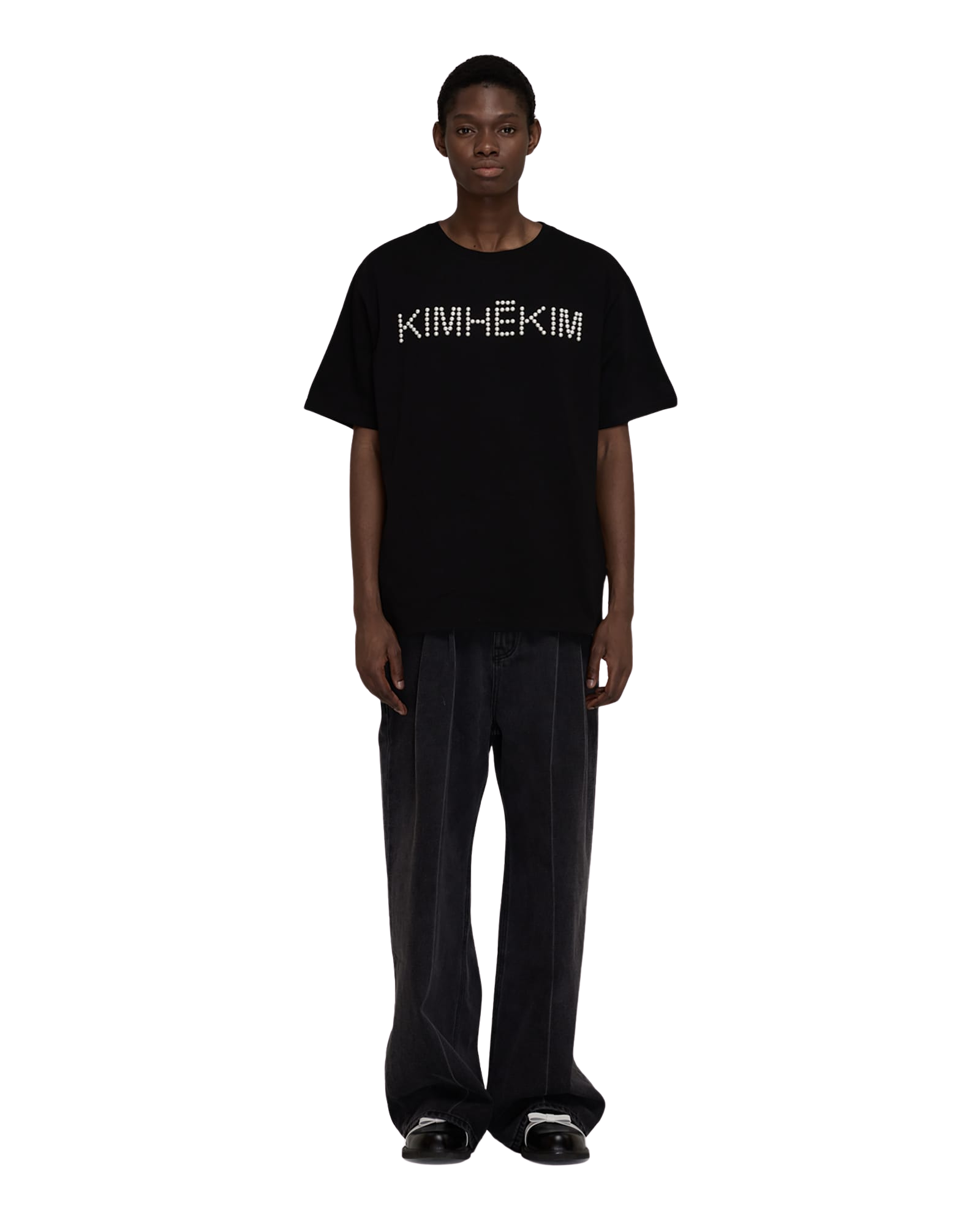 Kimhe Kim - Logo T-Shirt With Pearl Embellishment (Black) product image 6 | TRAB K-Fashion Australia