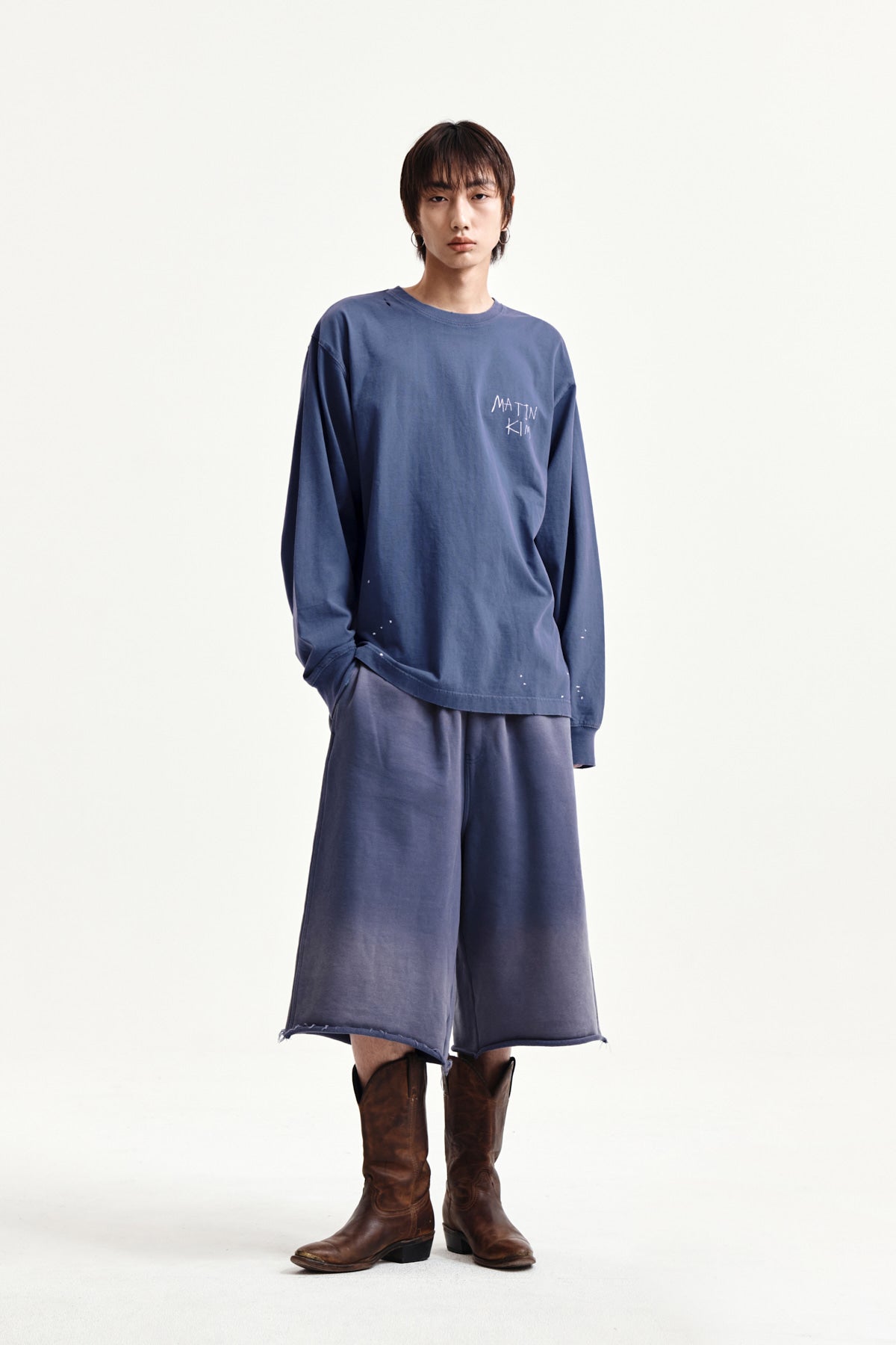 Matin Kim - Vintage Washed Logo Top (Smoke Blue) product image 14 | TRAB K-Fashion Australia