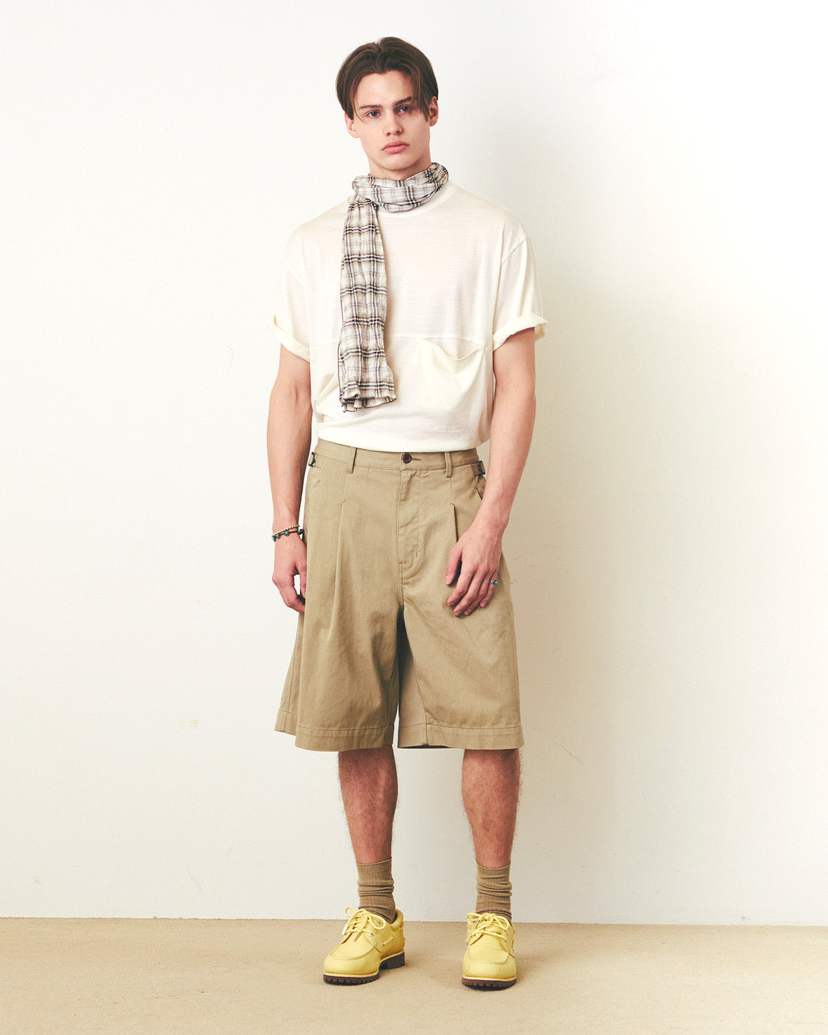 Eastlogue - Pattern Scarf (Beige & Black Check) product image 1 | TRAB K-Fashion Australia