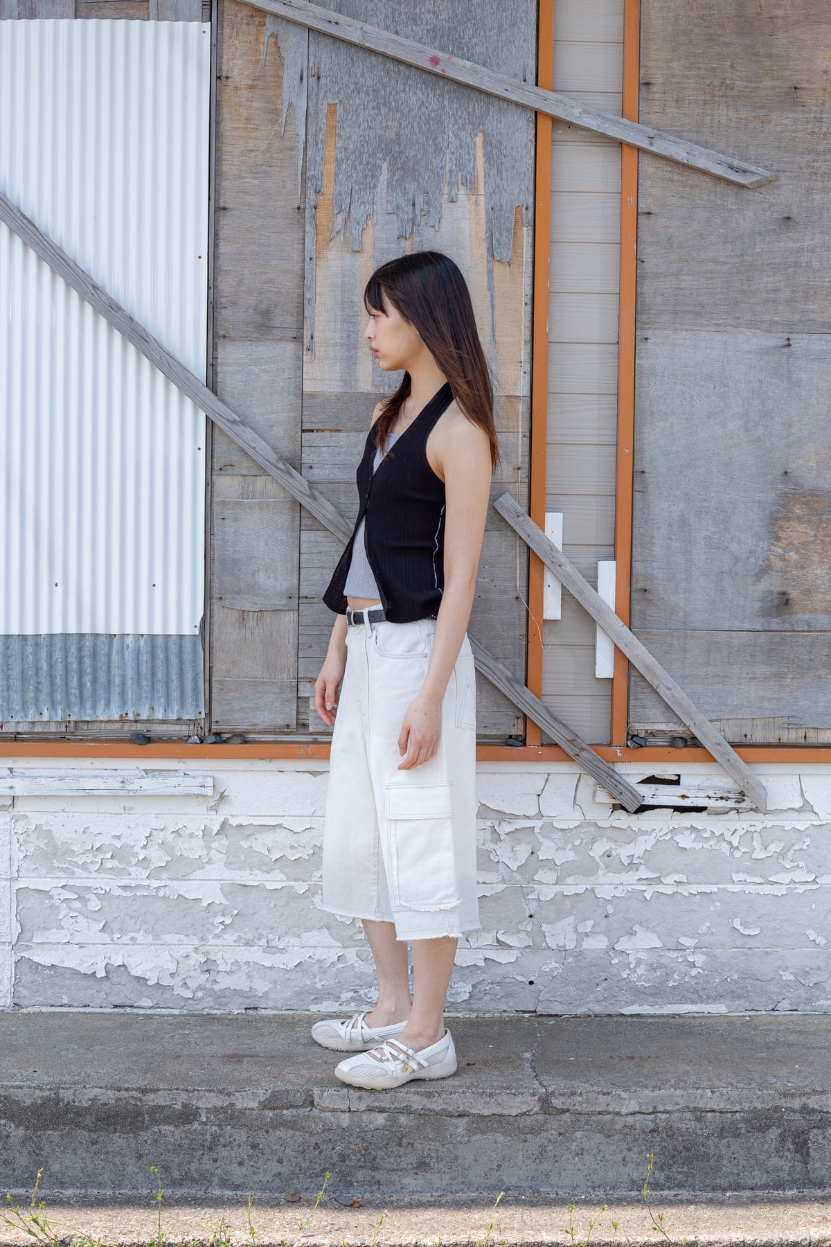 Matin Kim - Layered Button Halter Neck Top (Black) product image 7 | TRAB K-Fashion Australia
