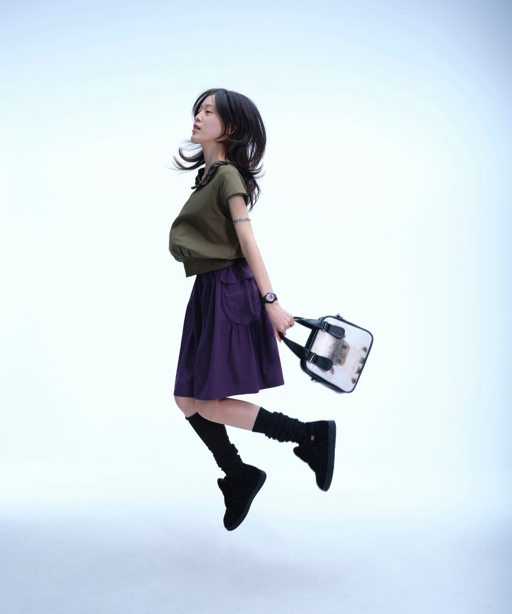 Coyseio - Big Pocket Shirring Skirt (Purple) product image 7 | TRAB K-Fashion Australia