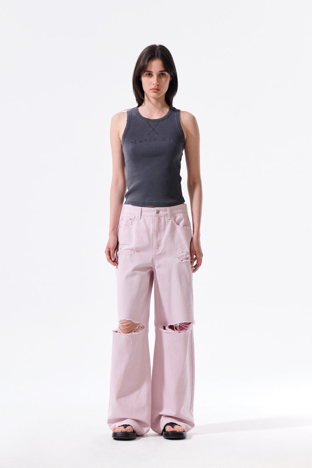 Matin Kim - Destroyed Color Dyeing Denim Pants (Pink) product image 9 | TRAB K-Fashion Australia