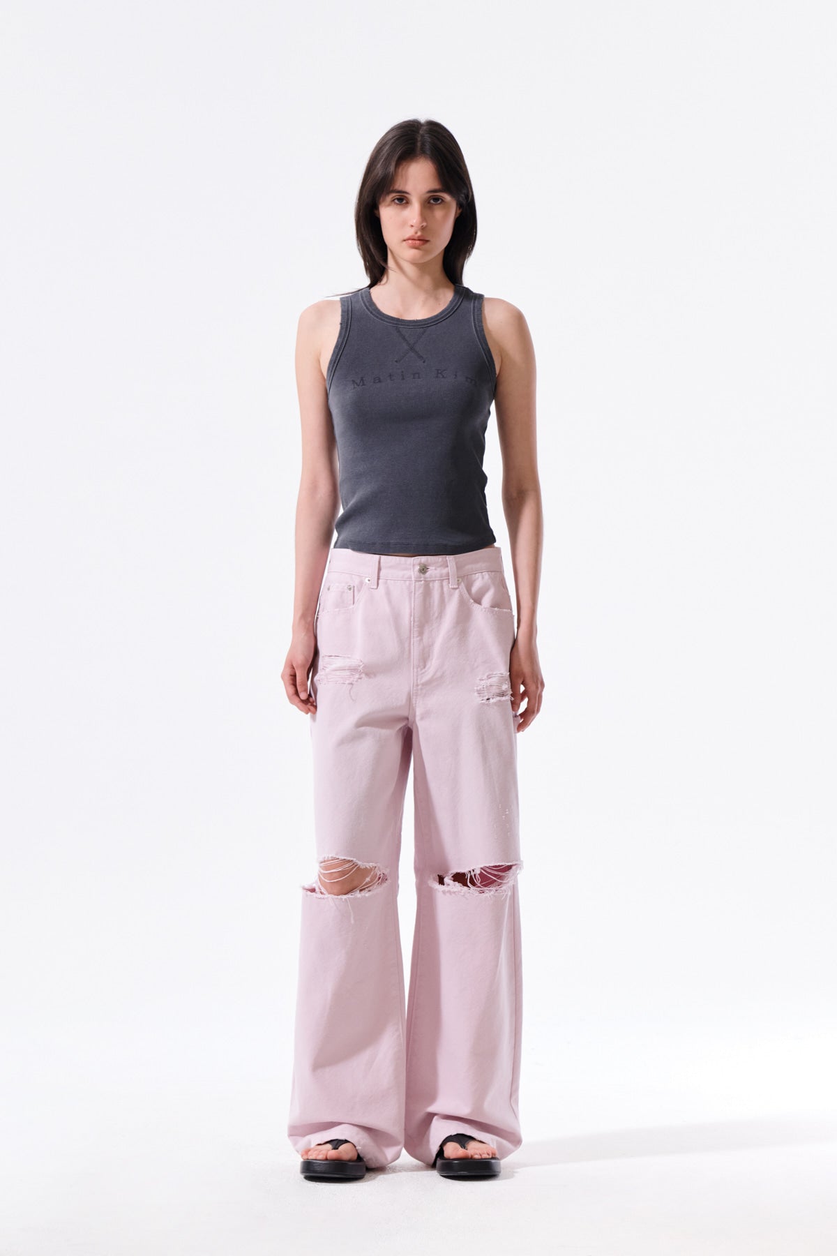 Matin Kim - Destroyed Color Dyeing Denim Pants (Pink) product image 9 | TRAB K-Fashion Australia