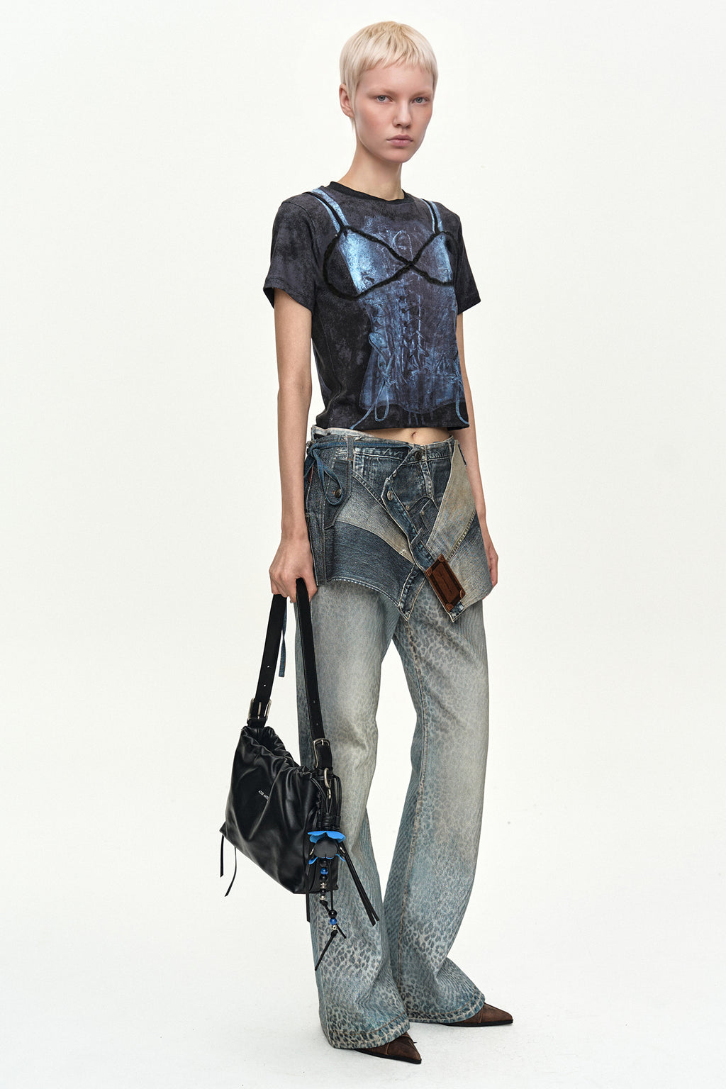 Andersson Bell - Lingerie Trompe-L'oeil Graphic T-Shirt (Charcoal) product image 3 | TRAB K-Fashion Australia