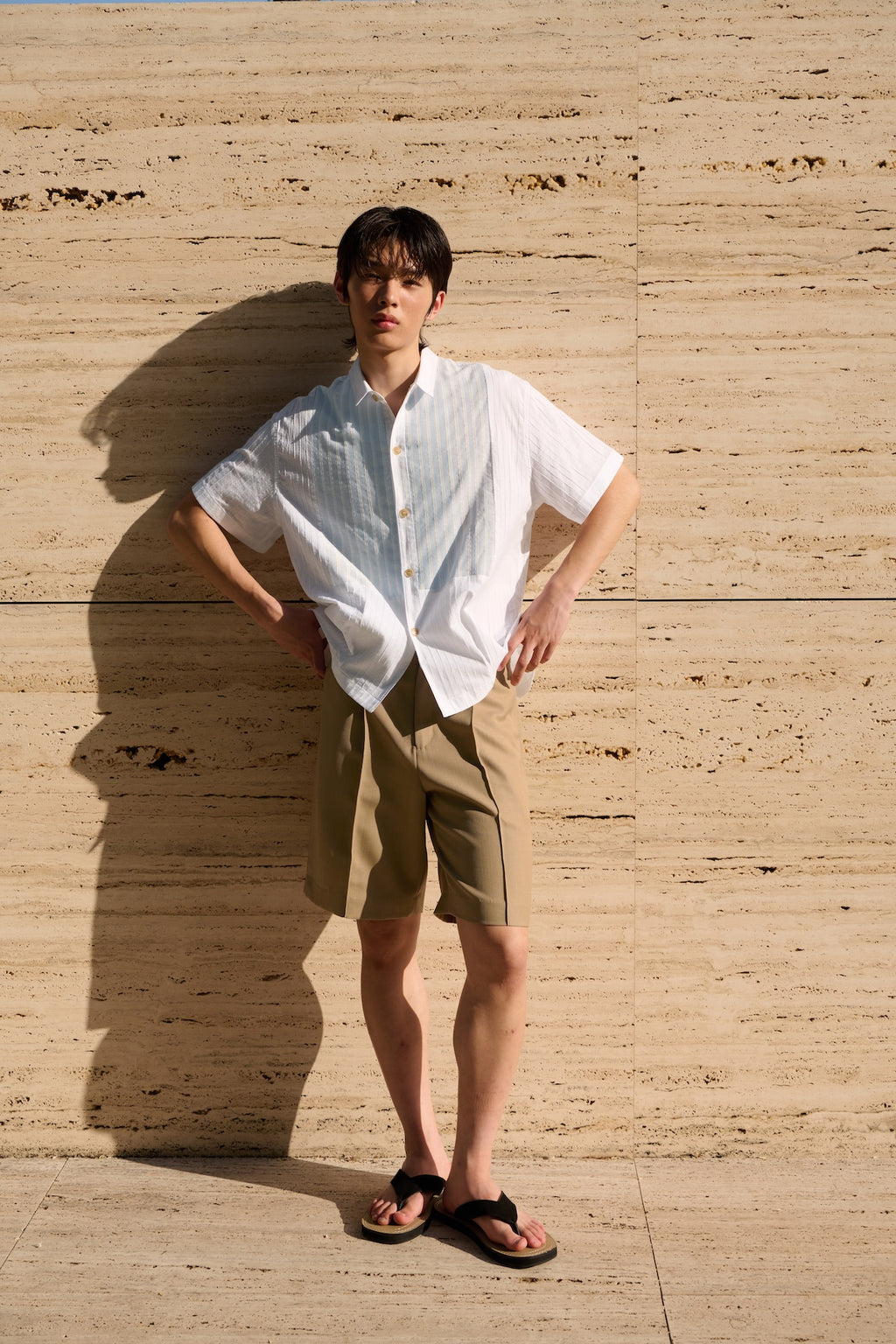 STU - Stripe Panel Shirt (White) product image 6 | TRAB K-Fashion Australia