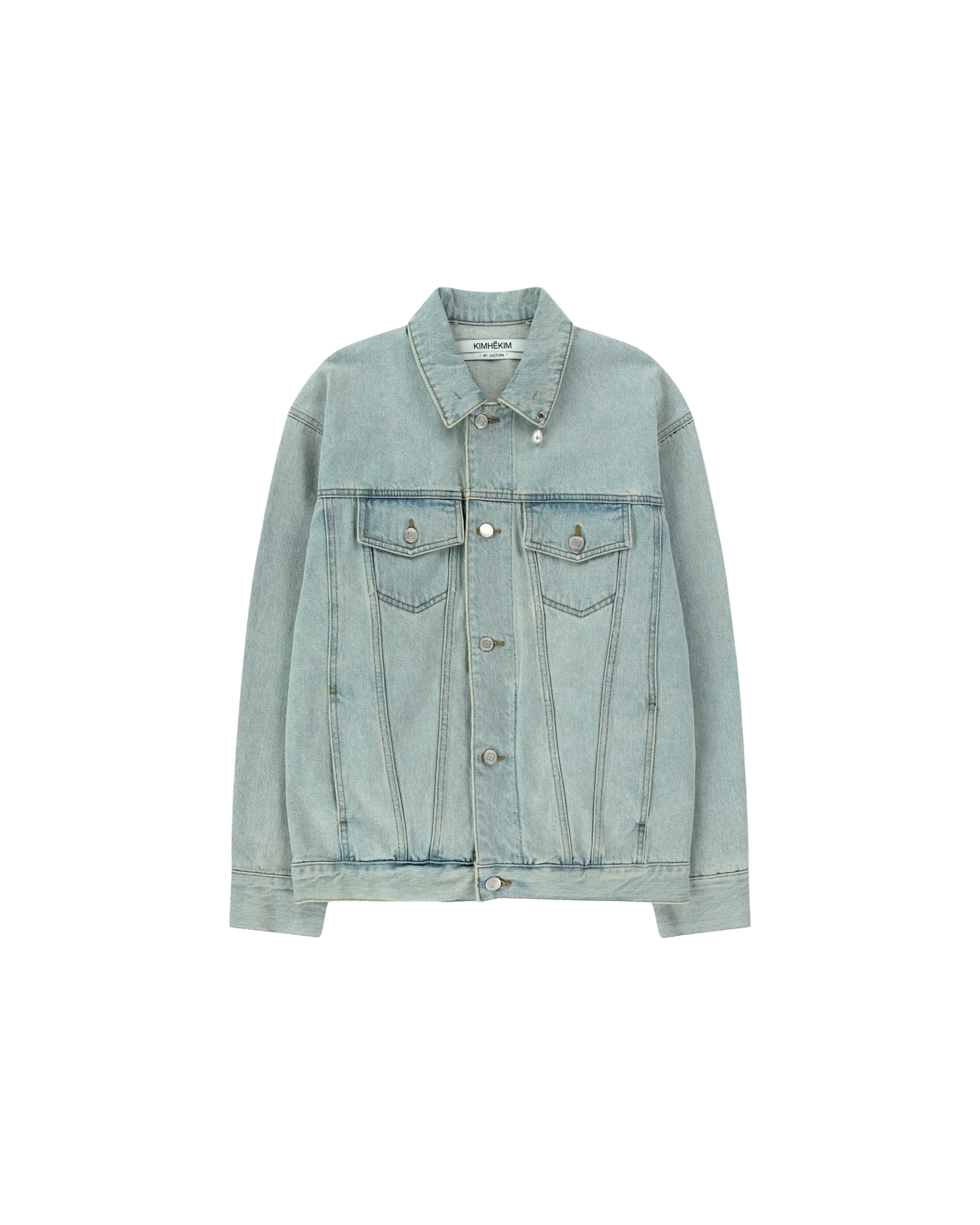 Kimhe Kim - Pearl Tear Denim Jacket (Sky Blue) product image 1 | TRAB K-Fashion Australia