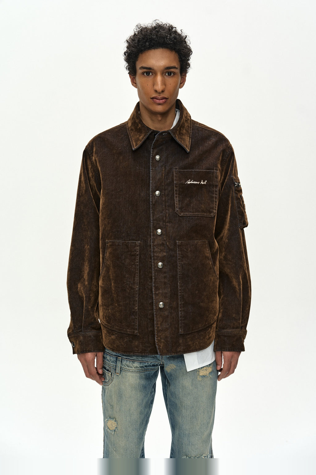 Andersson Bell - Flock Velvet Padded Shirt (Brown) product image 7 | TRAB K-Fashion Australia