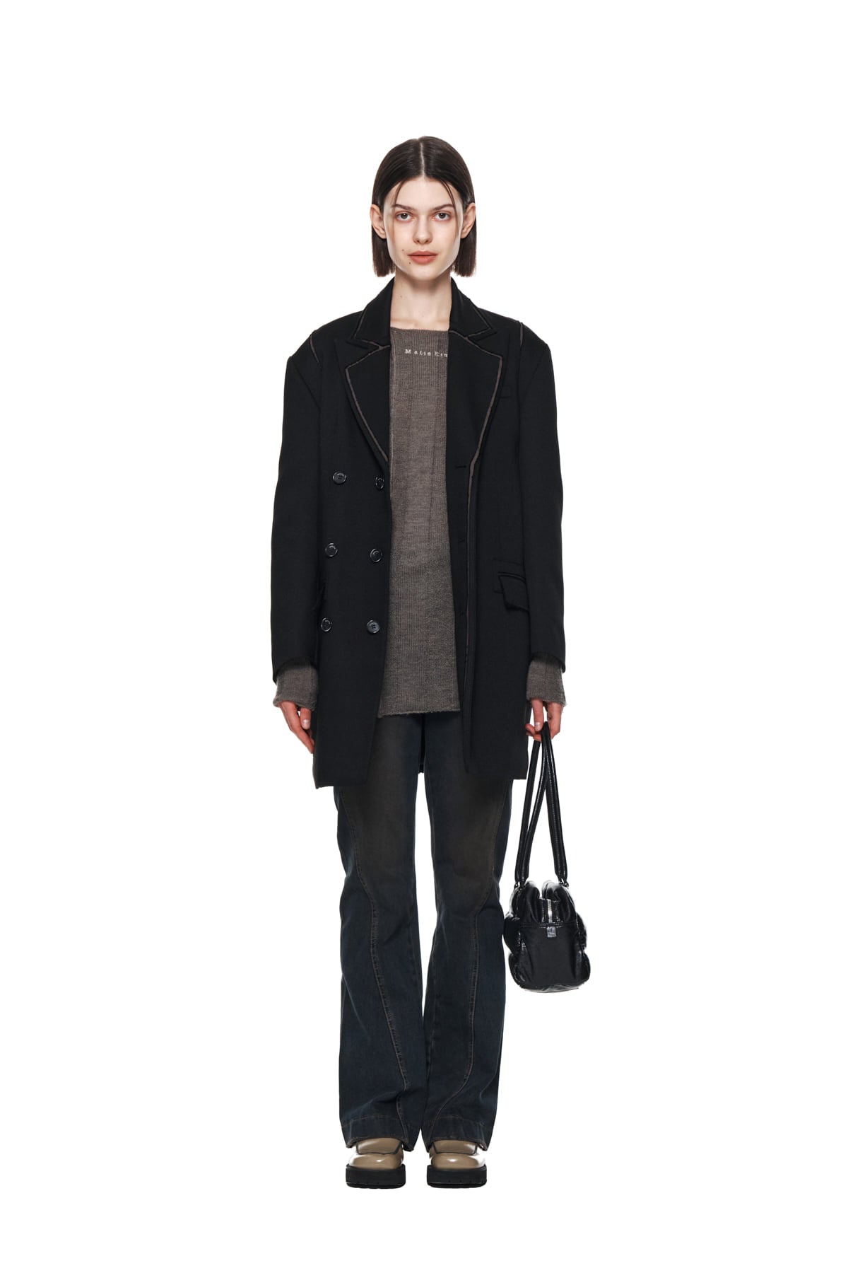 Matin Kim - Drop Shoulder Long Double Jacket (Black) product image 5 | TRAB K-Fashion Australia