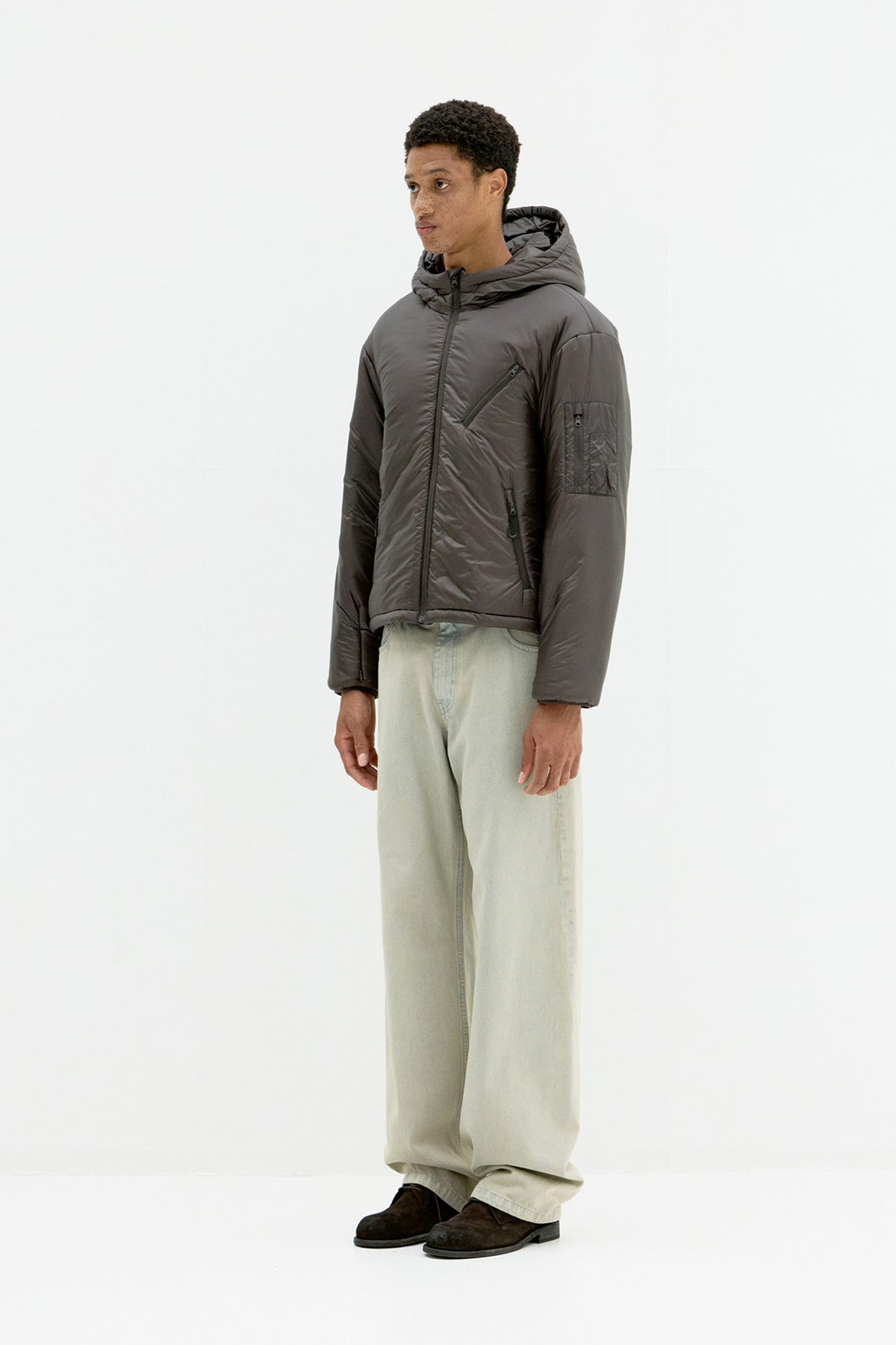 Coor - Light Weight Shell Padded Hoodie Jumper (Dark Brown) product image 3 | TRAB K-Fashion Australia