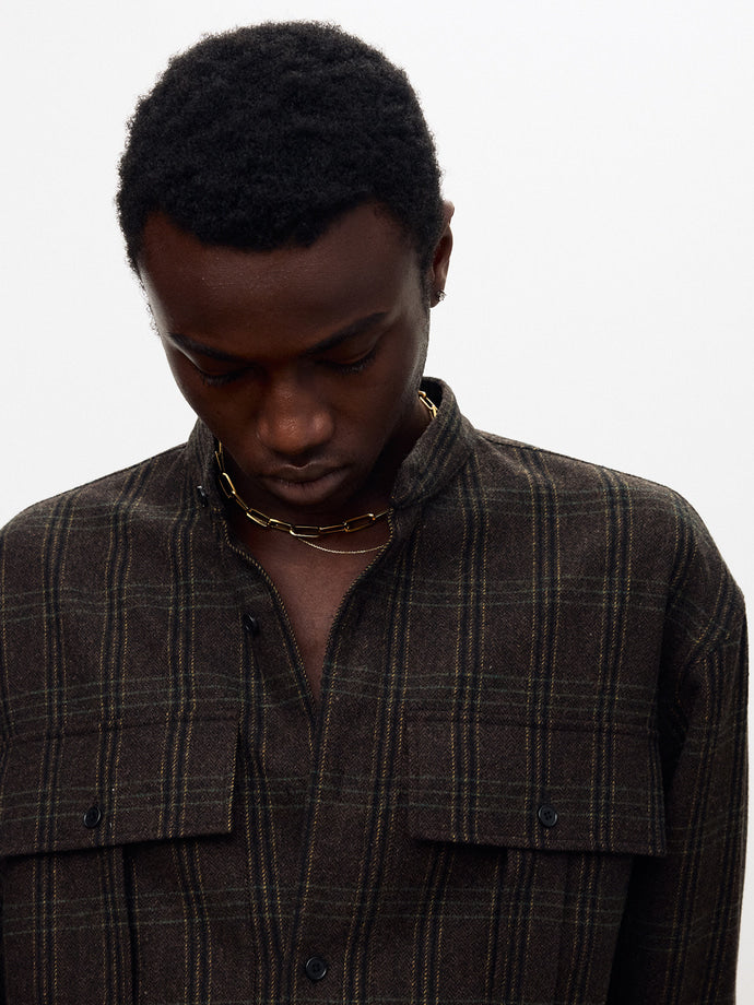 Tonywack - Checked Wool Oversized Shirt (Dark Brown) product image 8 | TRAB K-Fashion Australia