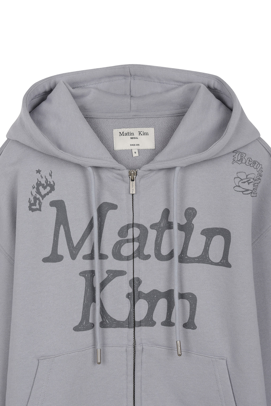 Matin Kim - Graffiti Artwork Hoody Zip Up (Smoke Blue) product image 3 | TRAB K-Fashion Australia