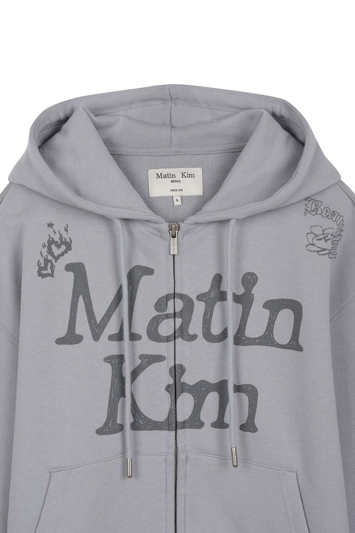 Matin Kim - Graffiti Artwork Hoody Zip Up (Smoke Blue) product image 3 | TRAB K-Fashion Australia