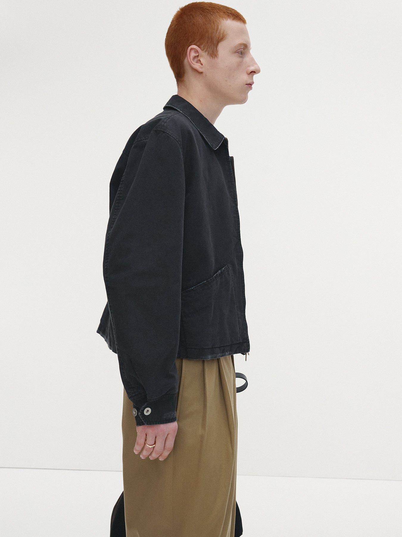 Tonywack - Garment-Dyed Cotton Distressed Mechanic Jacket (Faded Black) product image 3 | TRAB K-Fashion Australia