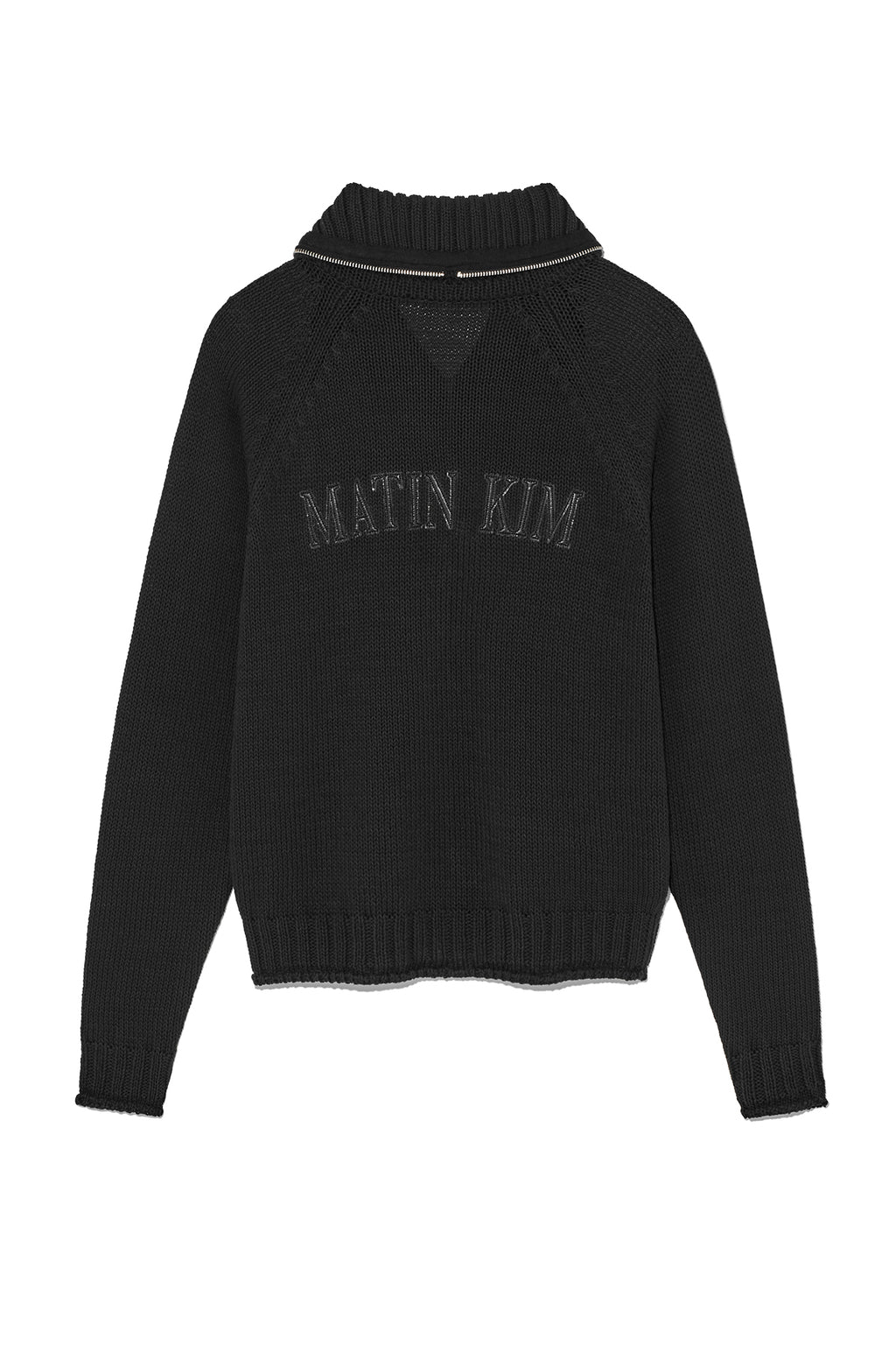 Matin Kim - Applique Logo Patch Knit Zip Up (Black) product image 2 | TRAB K-Fashion Australia