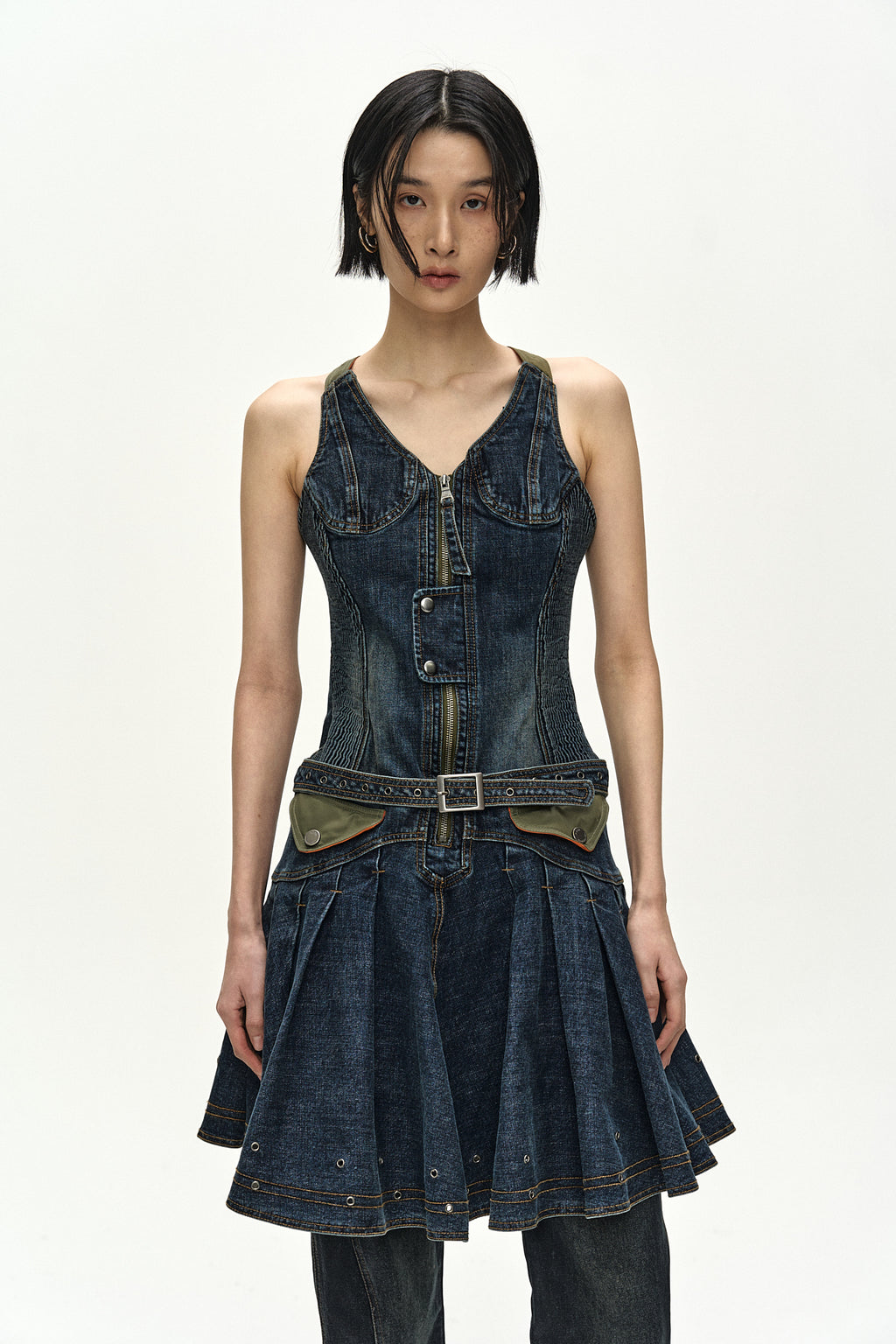 Andersson Bell - Military Ma-1 Harness Denim Dress (blue) (Blue) product image 5 | TRAB K-Fashion Australia