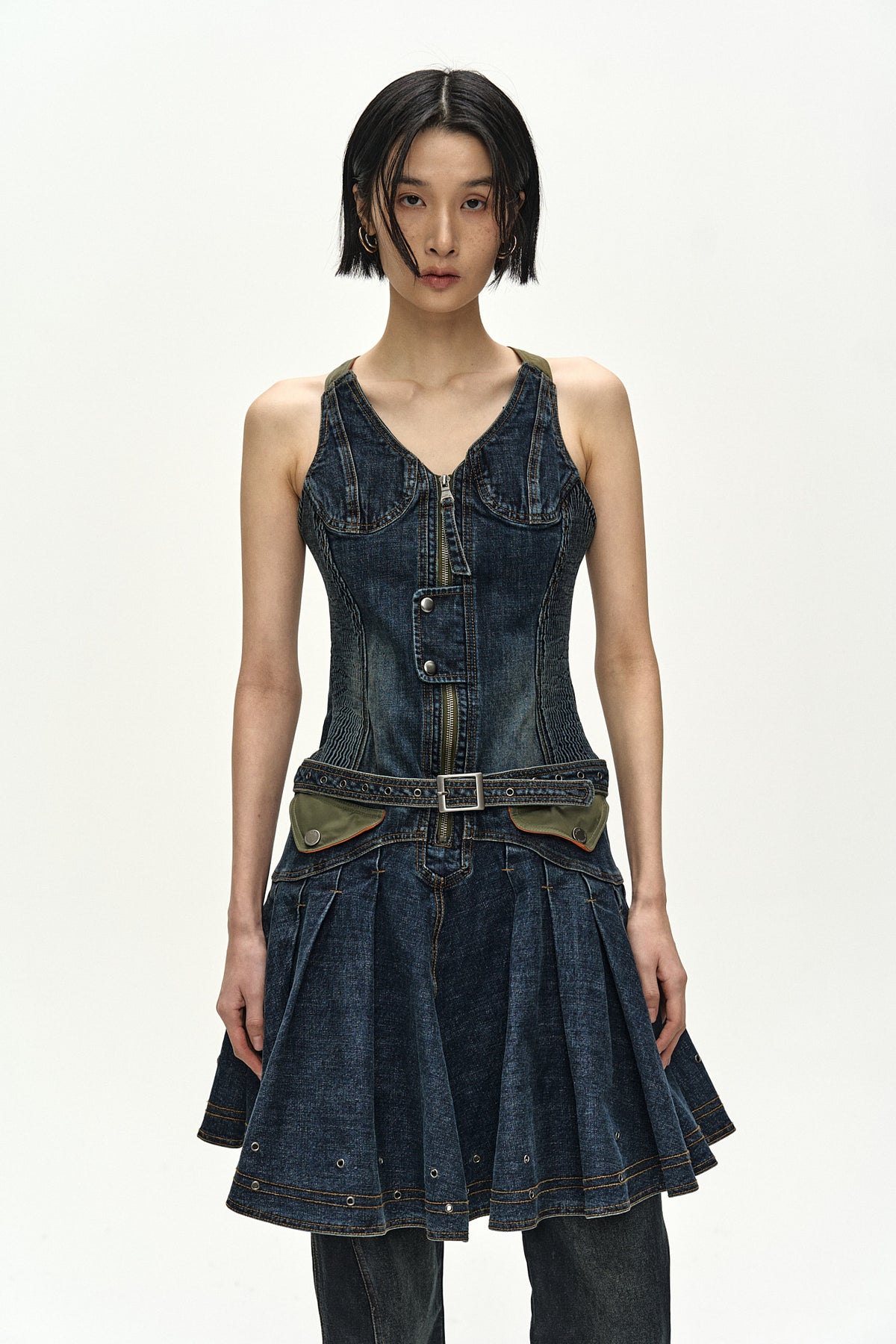 Andersson Bell - Military Ma-1 Harness Denim Dress (Blue) product image 5 | TRAB K-Fashion Australia