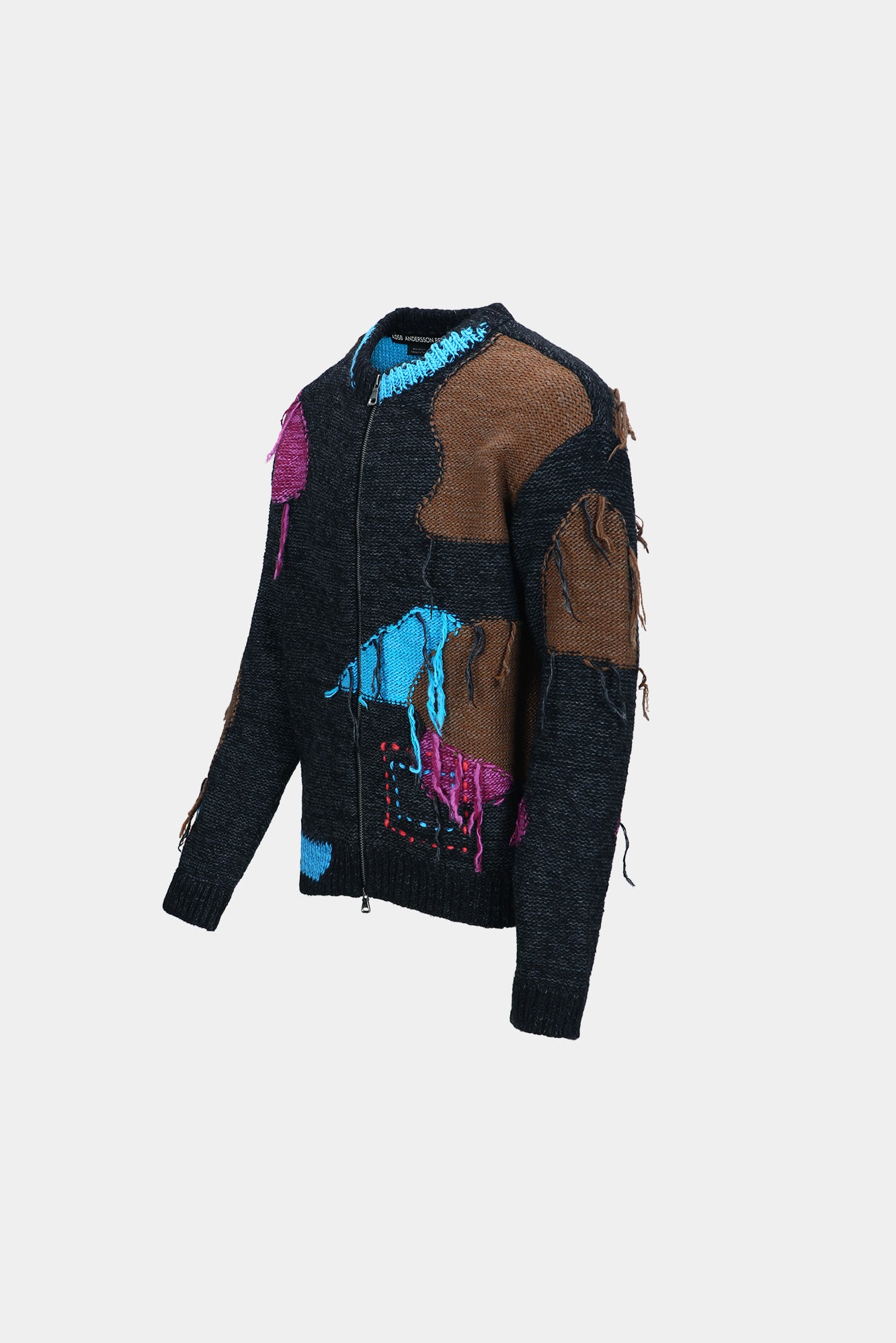 Andersson Bell - Unisex Intarisa Zip-Up Crewneck Sweater (Black) product image 9 | TRAB K-Fashion Australia