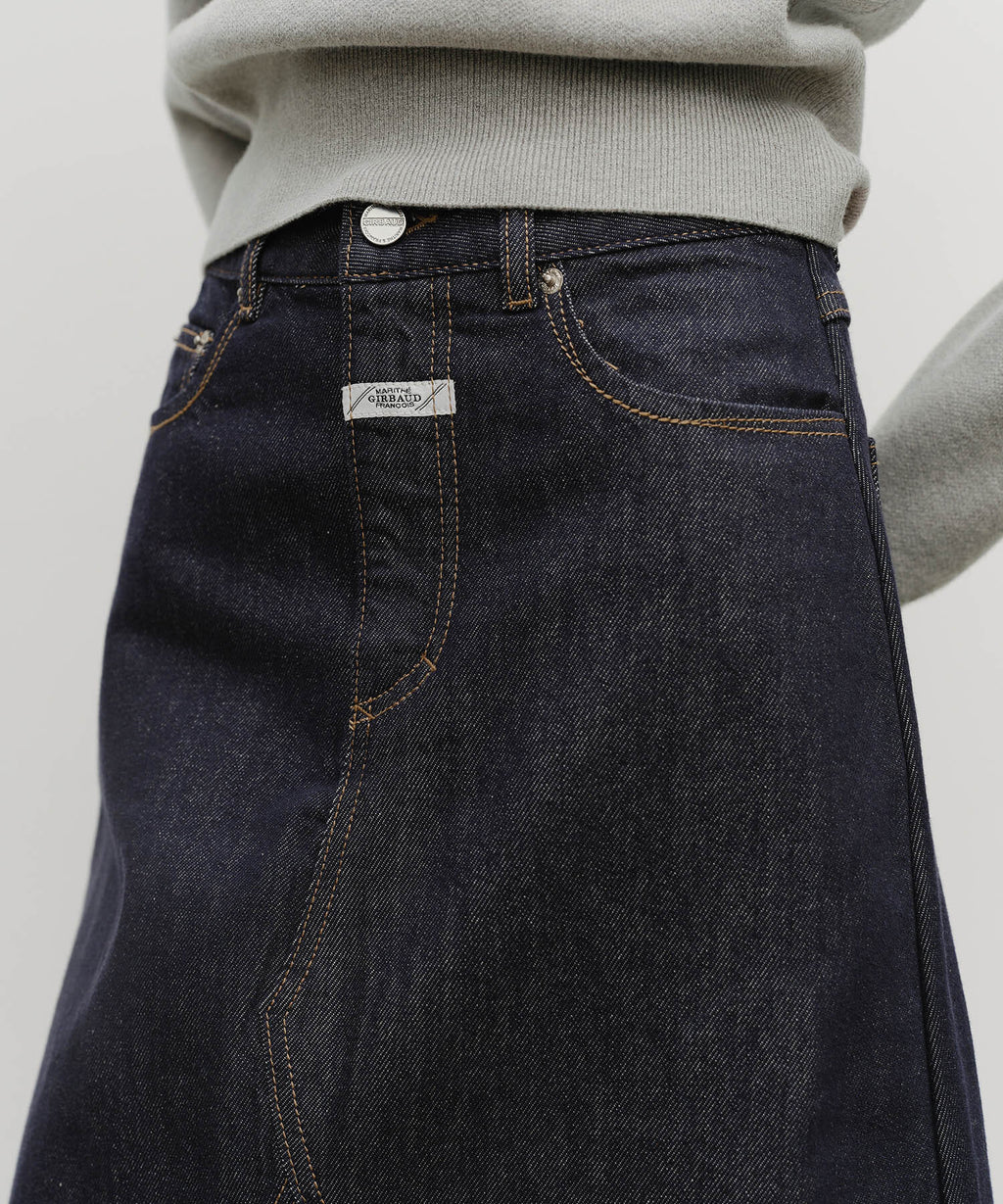 Marithe & Francois Girbaud - A-line Denim Midi Skirt (Dark Blue) product image 1 | TRAB K-Fashion Australia