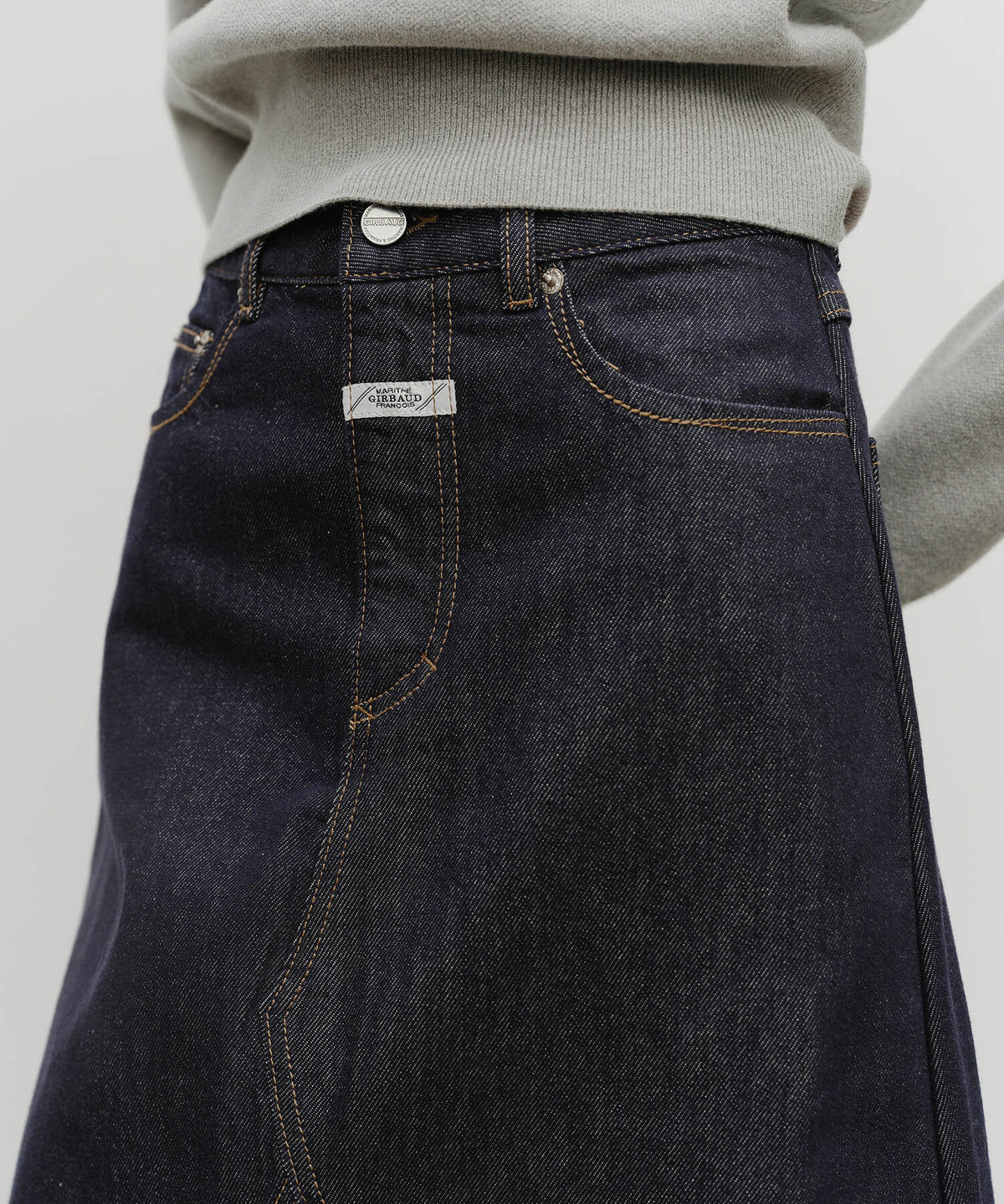 Marithe & Francois Girbaud - A-line Denim Midi Skirt (Dark Blue) product image 1 | TRAB K-Fashion Australia