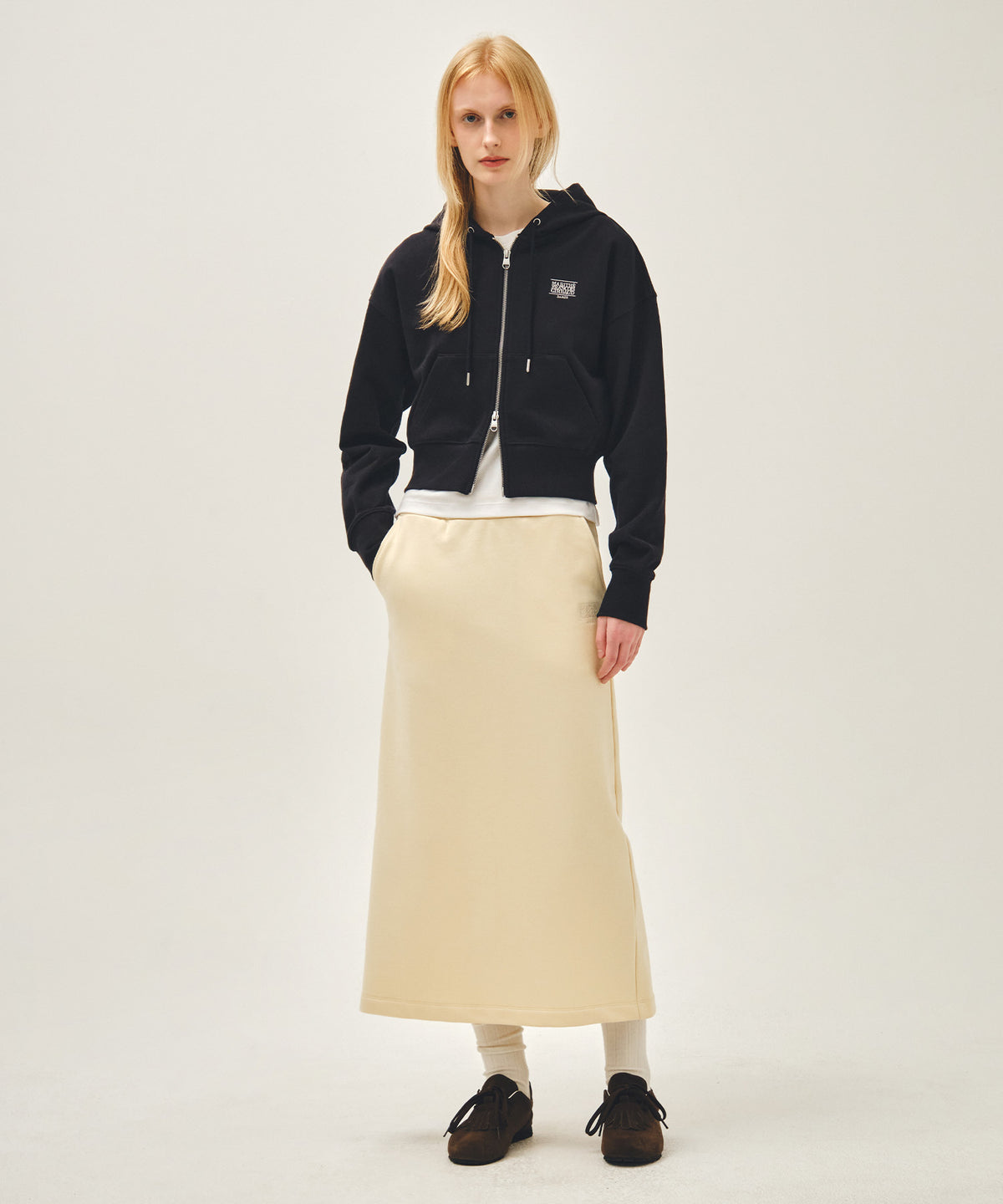 Marithe & Francois Girbaud - Back Classic Logo Crop Hoodie Zipup (Navy) product image 5 | TRAB K-Fashion Australia