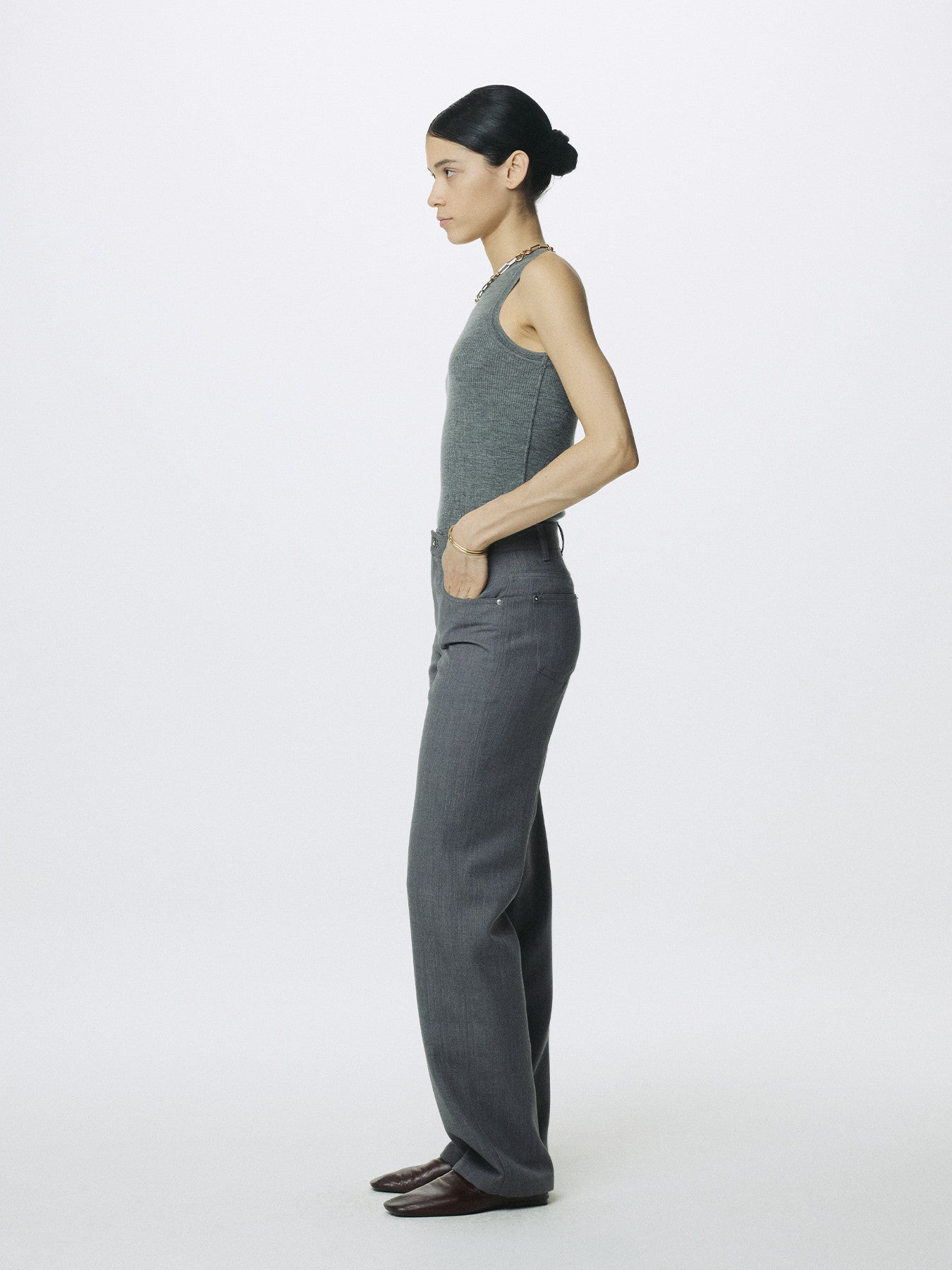 Tonywack - Wool 5 Pocket Straight Pants (Light Grey) product image 2 | TRAB K-Fashion Australia