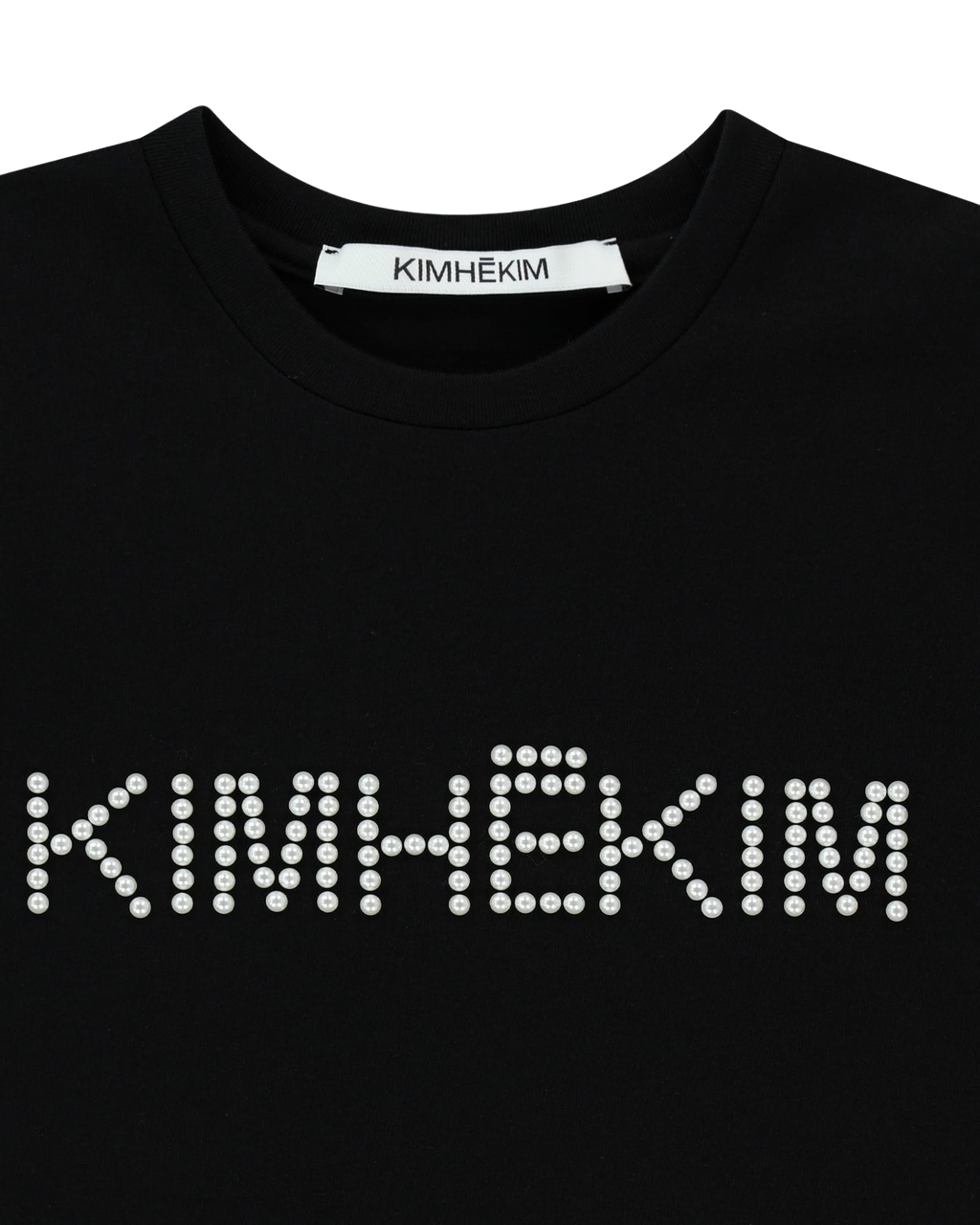 Kimhe Kim - Pearl Embellished Logo Slim T-Shirt (Black) product image 9 | TRAB K-Fashion Australia