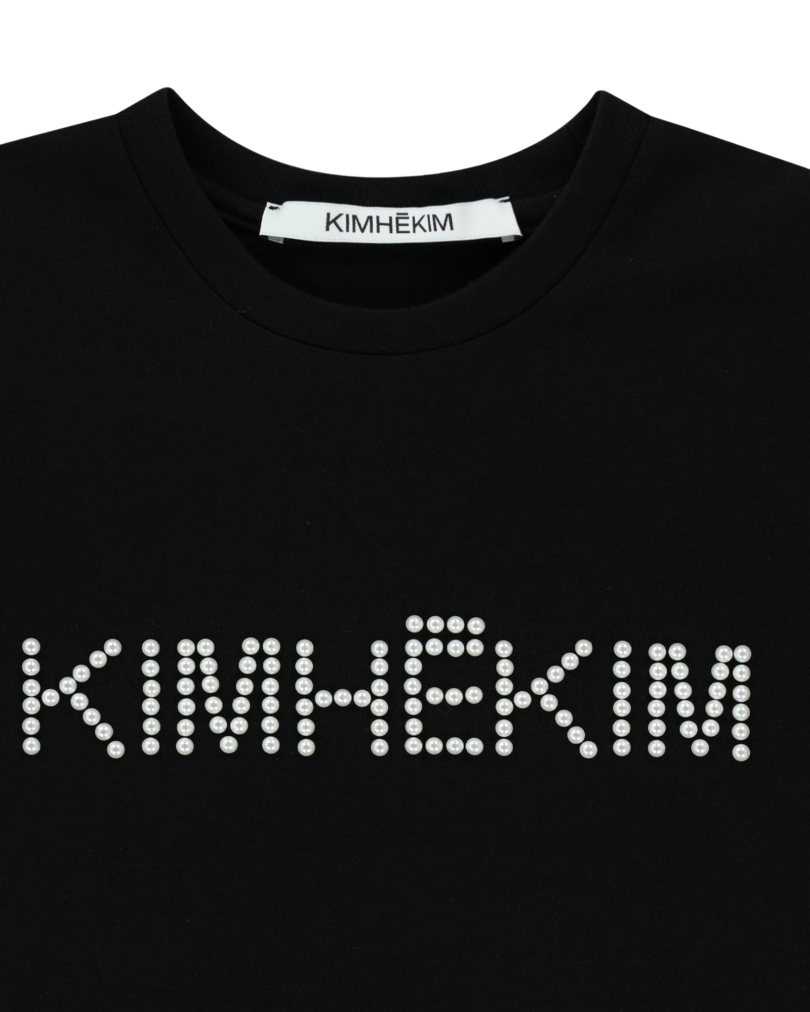 Kimhe Kim - Pearl Embellished Logo Slim T-Shirt (Black) product image 9 | TRAB K-Fashion Australia