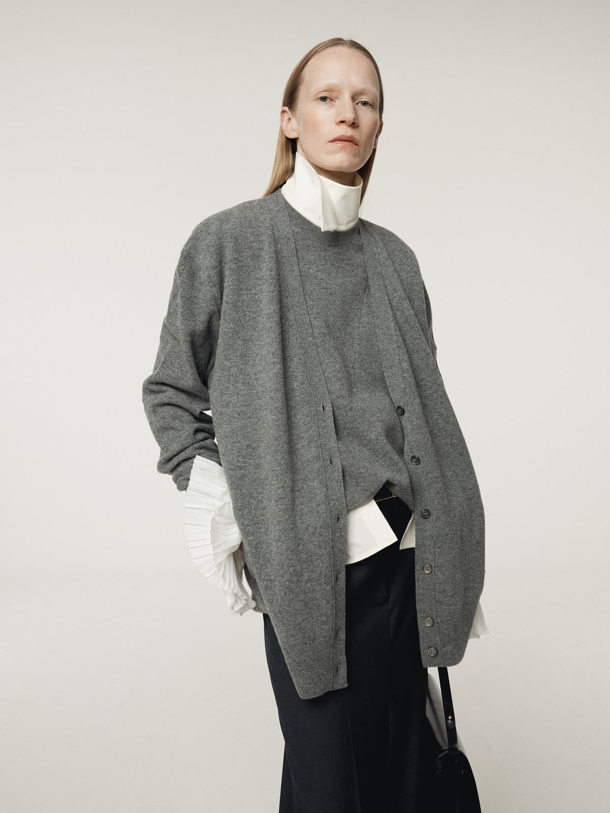 Recto - Layered Cardigan Knit Top (Melange Grey) product image 6 | TRAB K-Fashion Australia