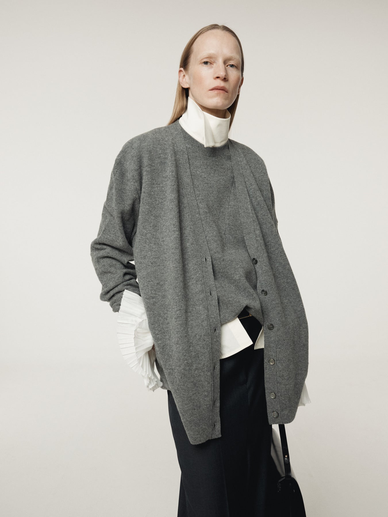 Recto - Layered Cardigan Knit Top (Melange Grey) product image 6 | TRAB K-Fashion Australia