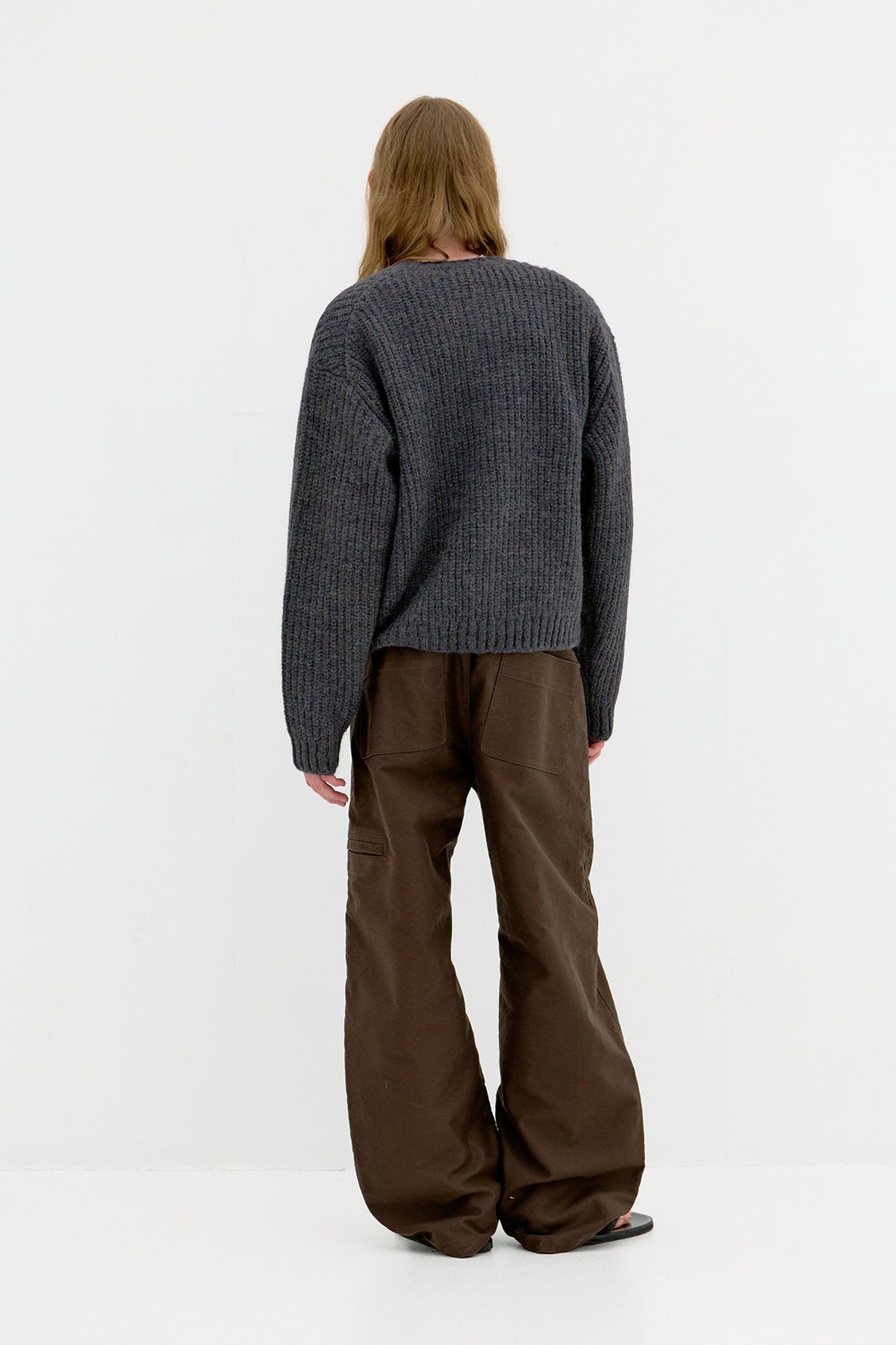 Coor - Hairy Button Up Round Cropped Cardigan (Charcoal) product image 4 | TRAB K-Fashion Australia