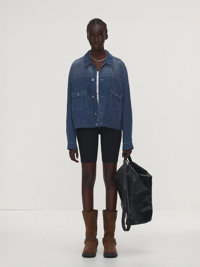 Tonywack - Cotton Linen Garment-Dyed Trucker Jacket (Faded Blue) product image 3 | TRAB K-Fashion Australia